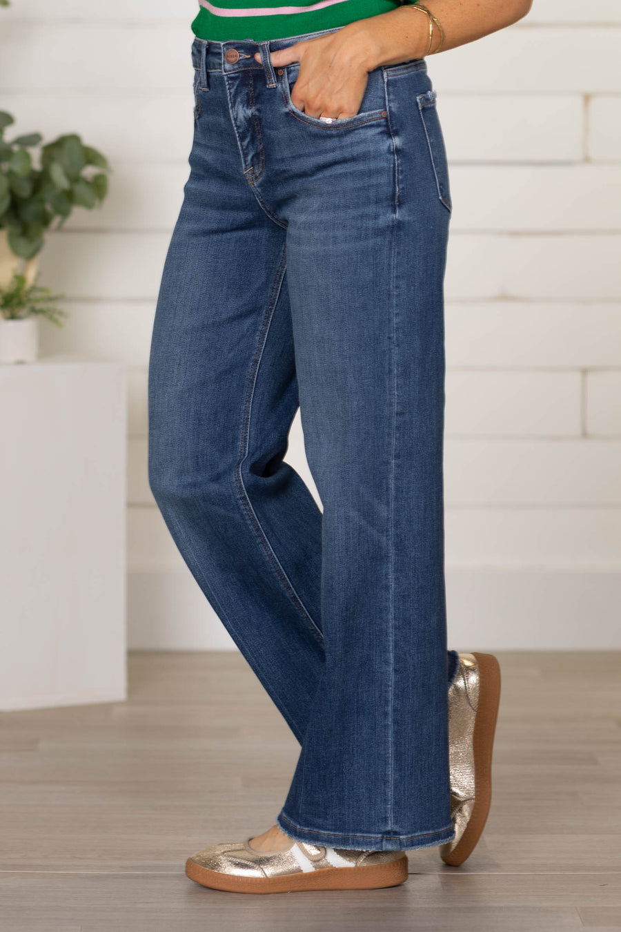 Risen Tummy Control Ankle Straight Crease Jeans