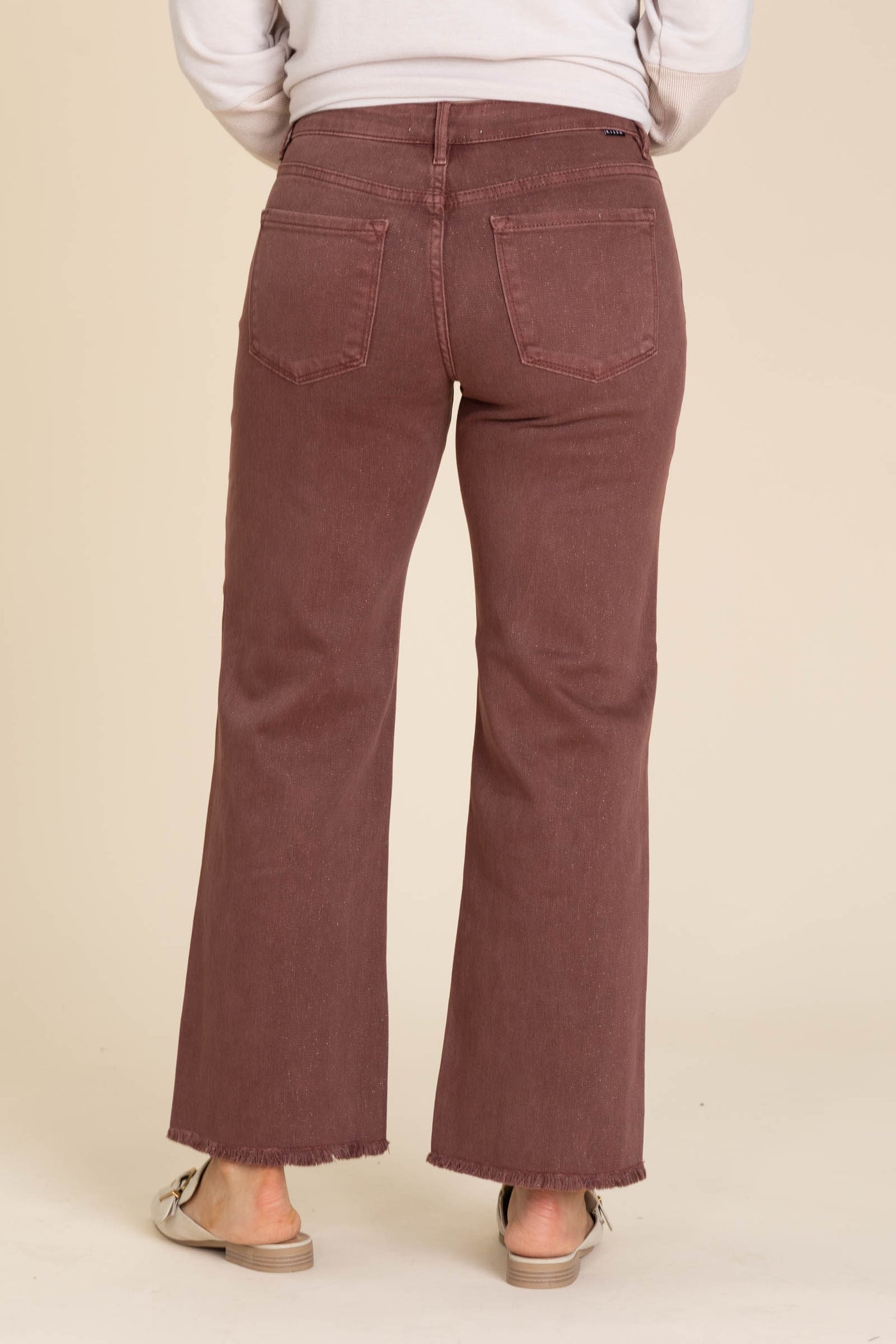 Risen Chestnut Mid Rise Ankle Wide Pants