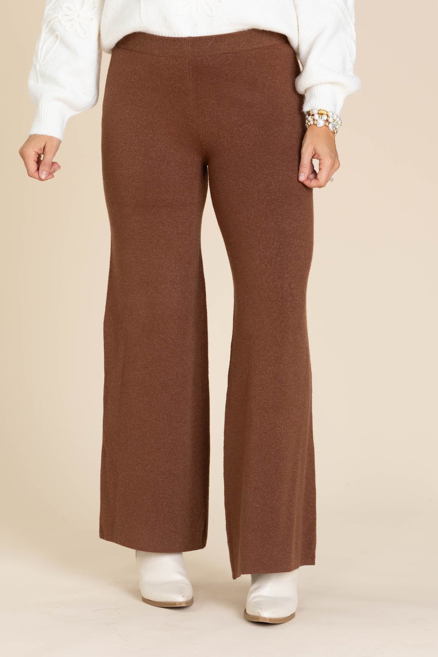 Lurex Fine Gauge Wide Leg Pants