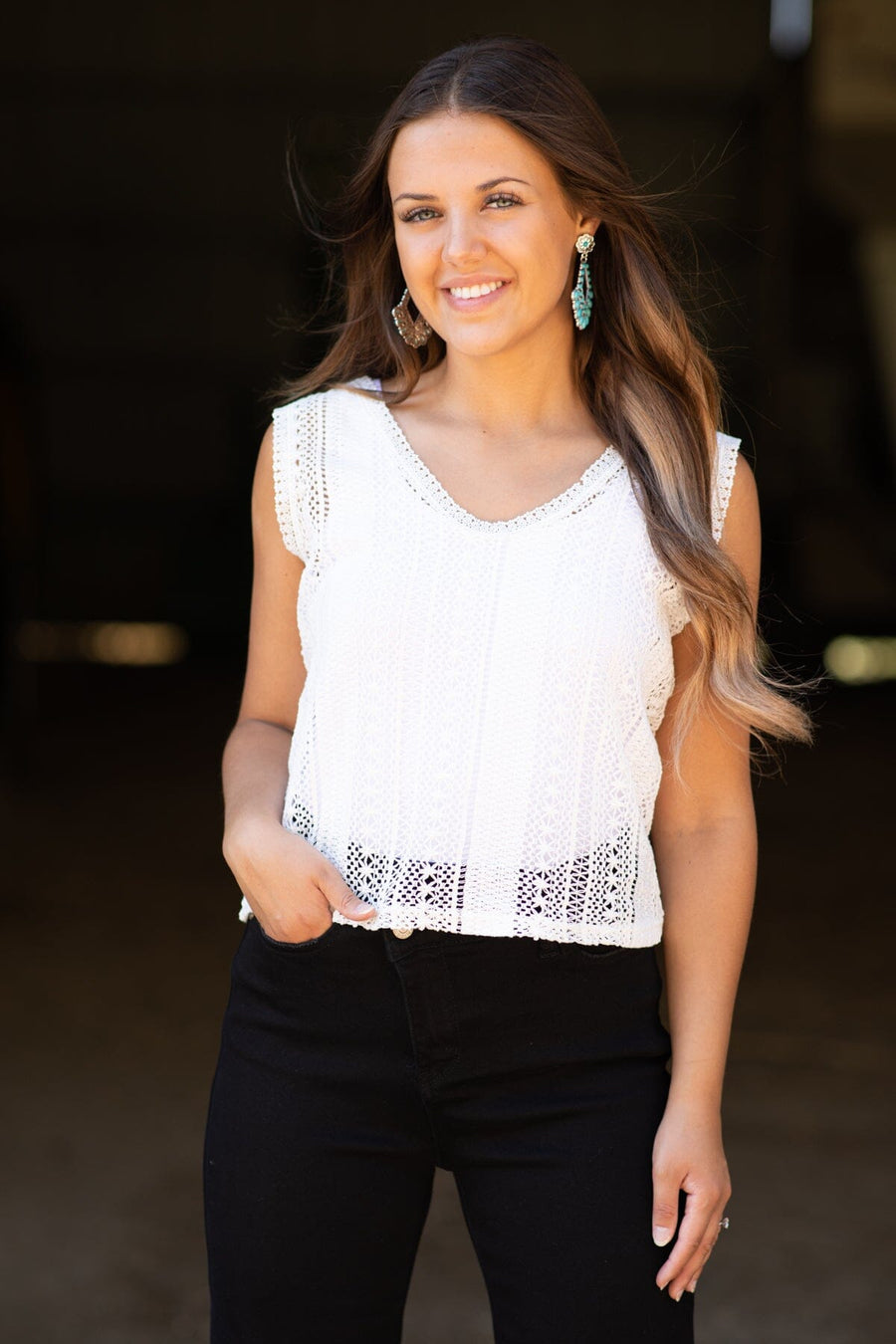 White Crochet Tank - Filly Flair