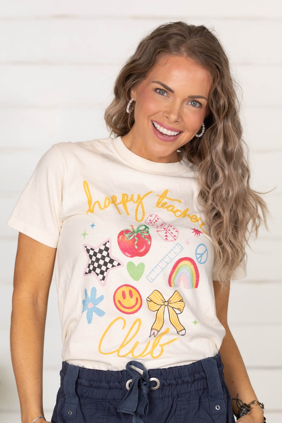Happy Tee Happy Teacher Club Tee- 100% Cotton · Filly Flair