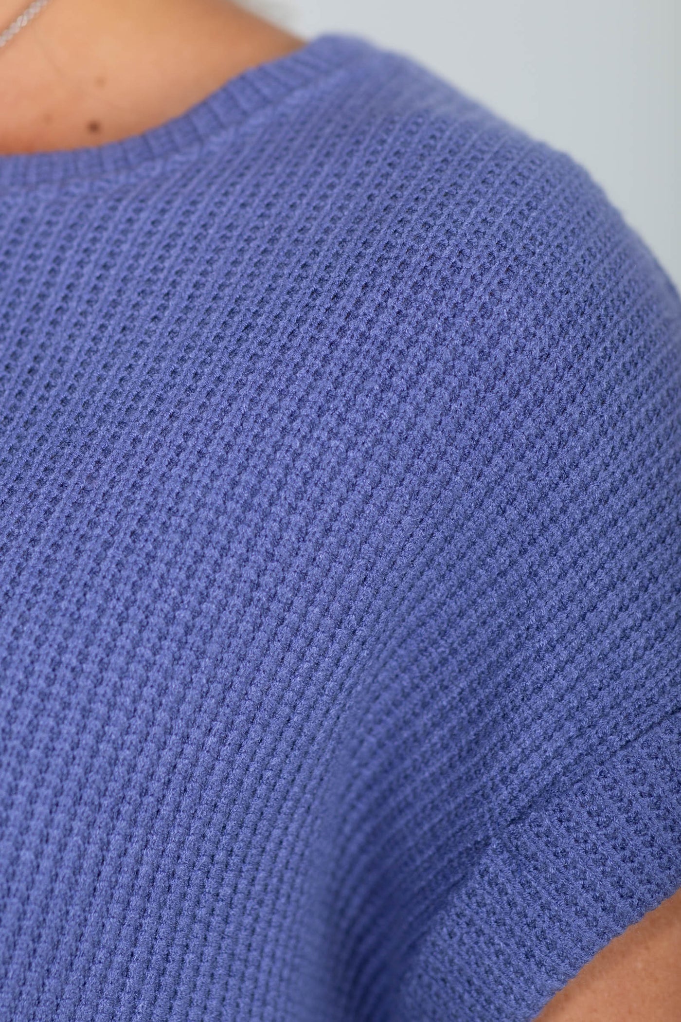 Waffle Short Sleeve Knit Sweater Top