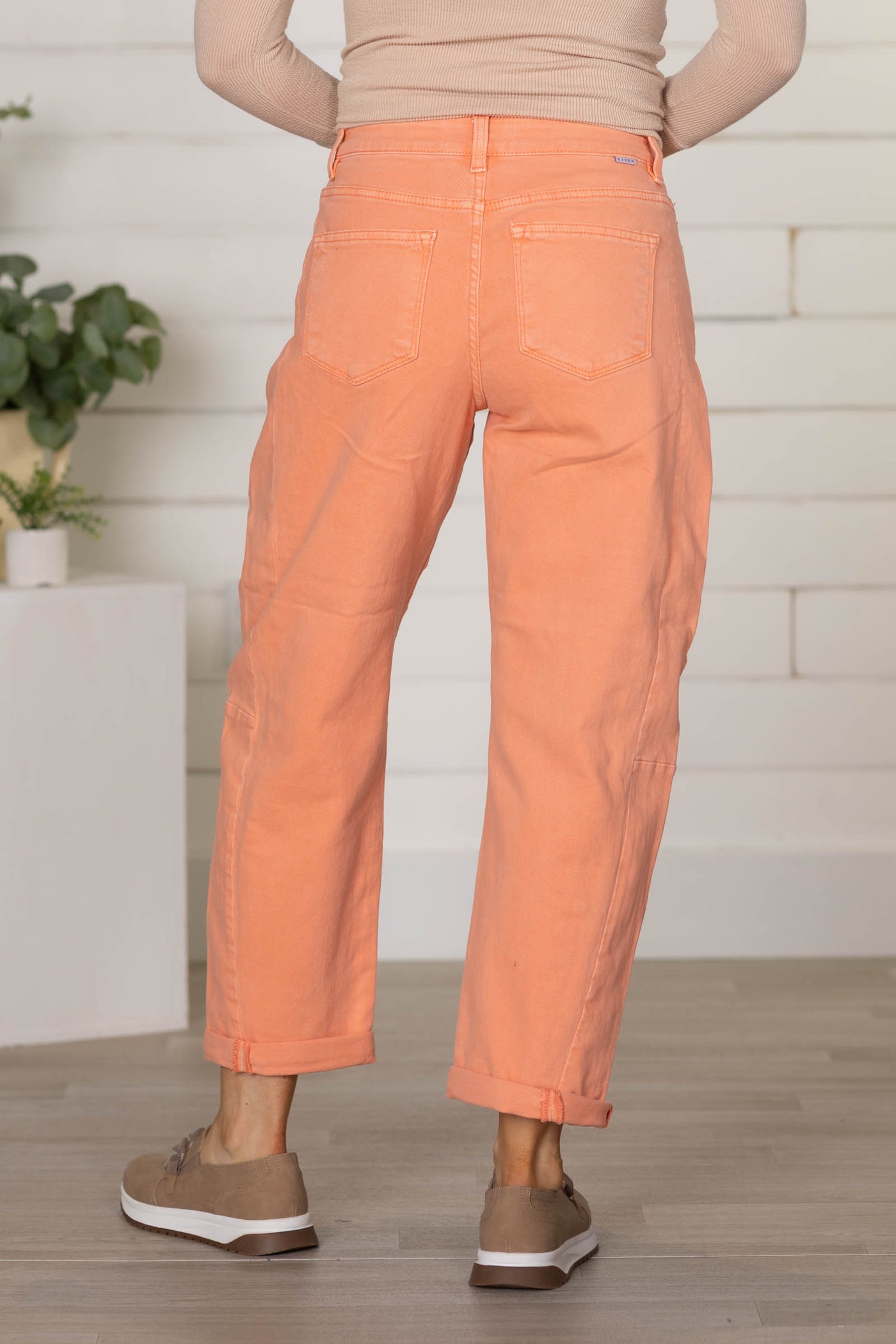 Risen Salmon High Rise Barrel Cuffed Pants