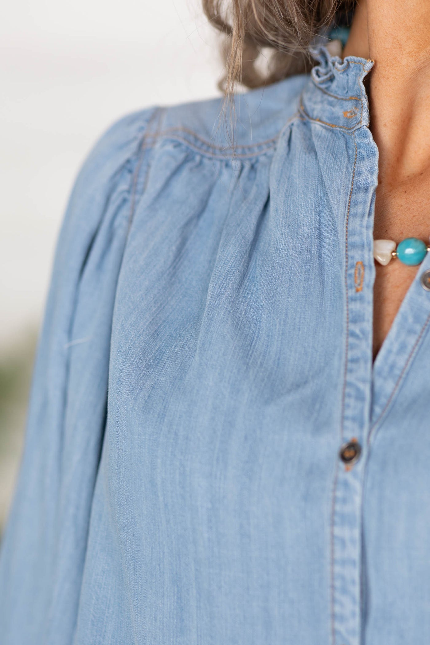 Light Chambray Button Up Top