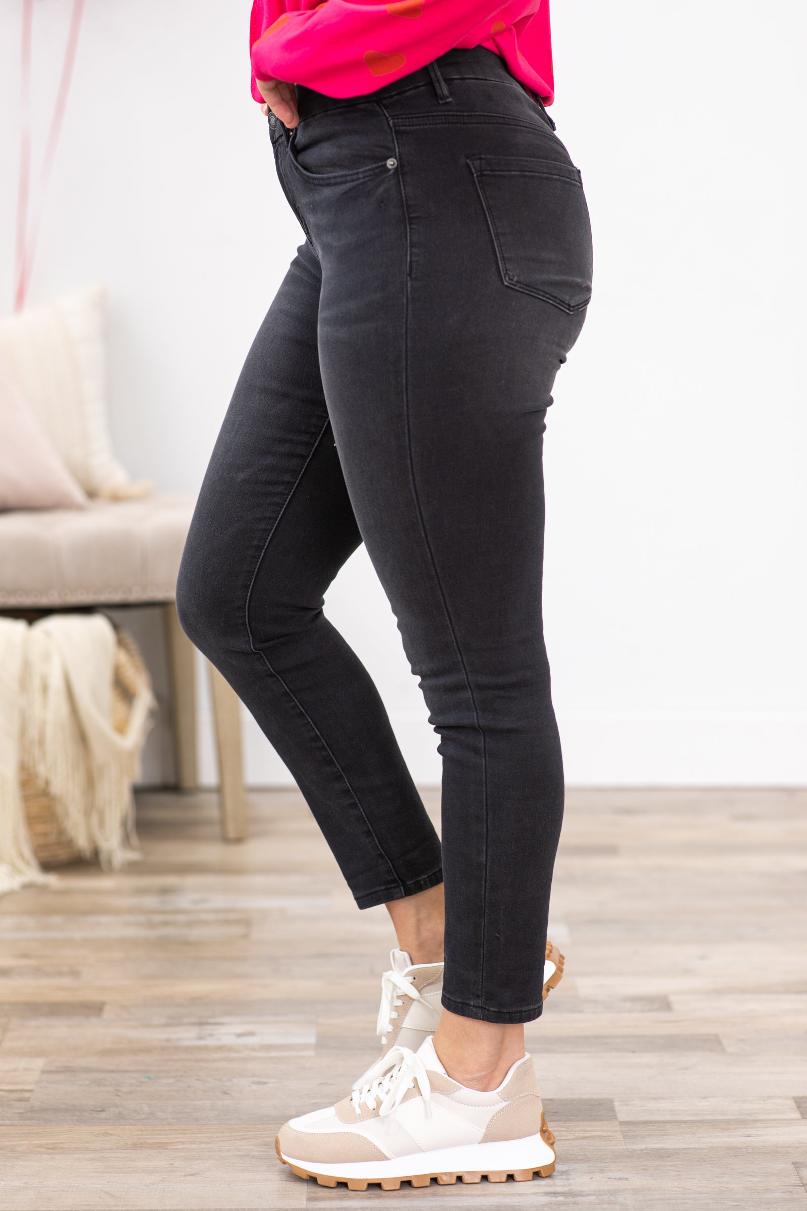 Mica Black Mid Rise Knit Jeans