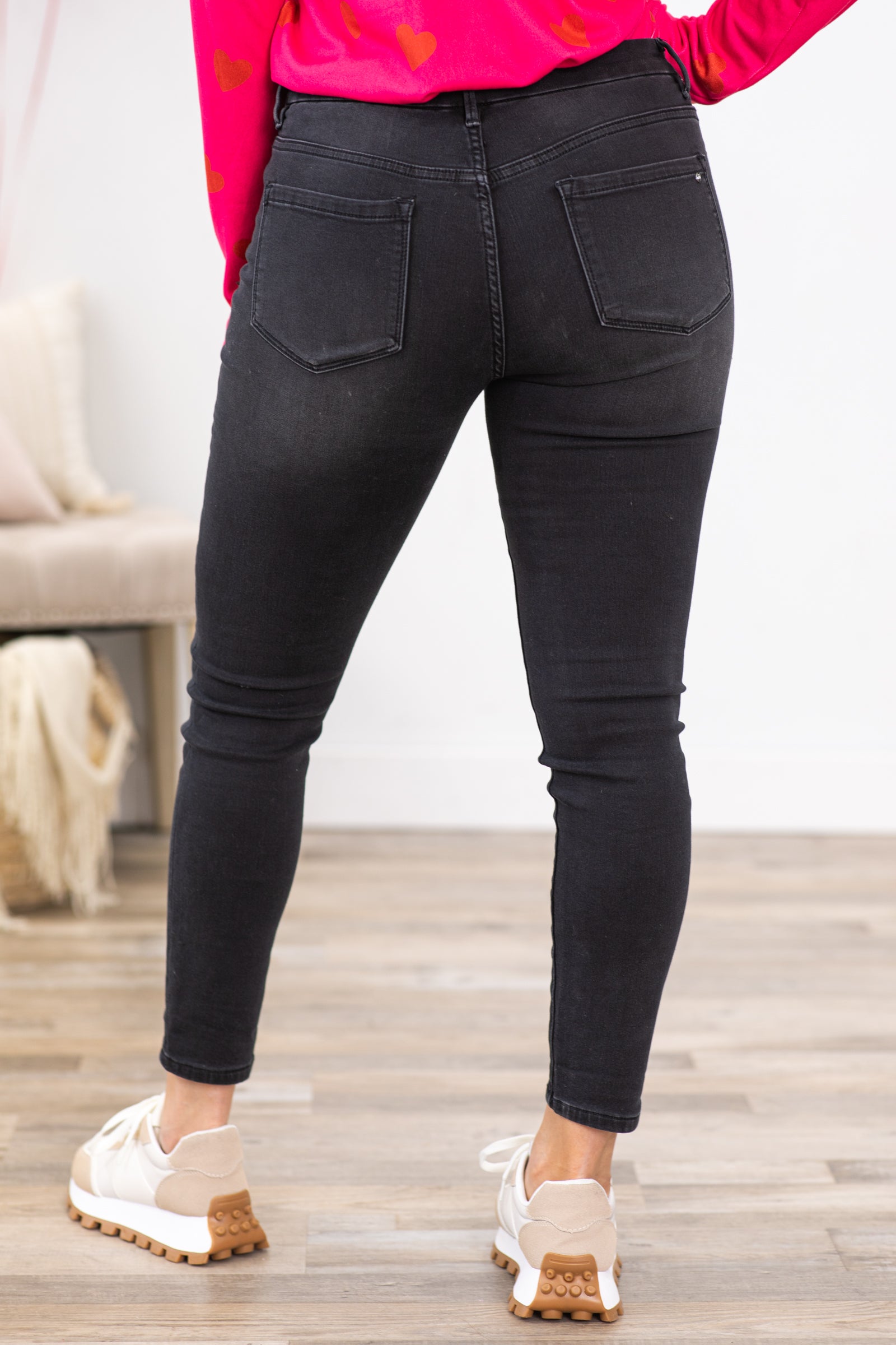 Mica Black Mid Rise Knit Jeans