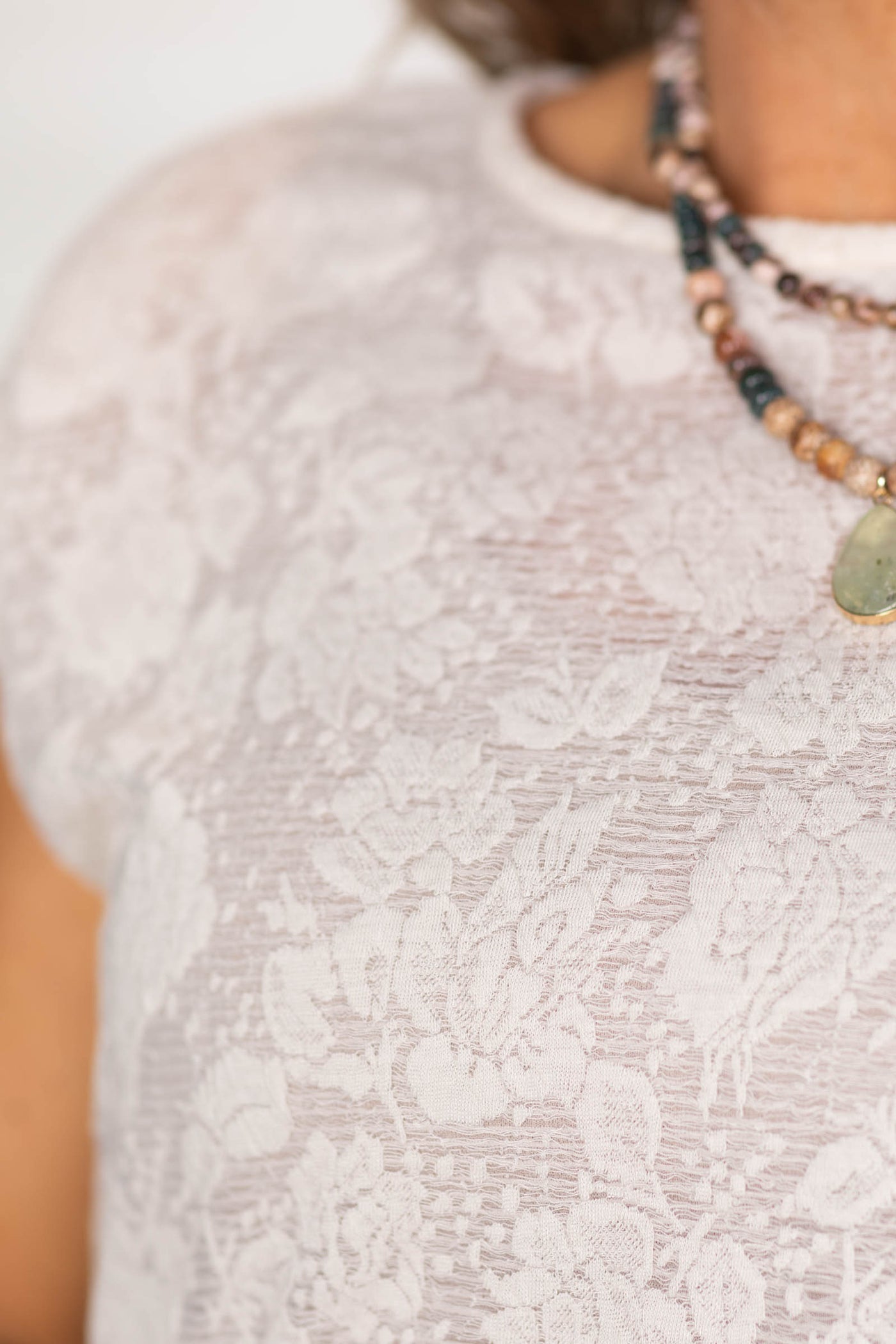 Cream Textured Floral Burnout Knit Top