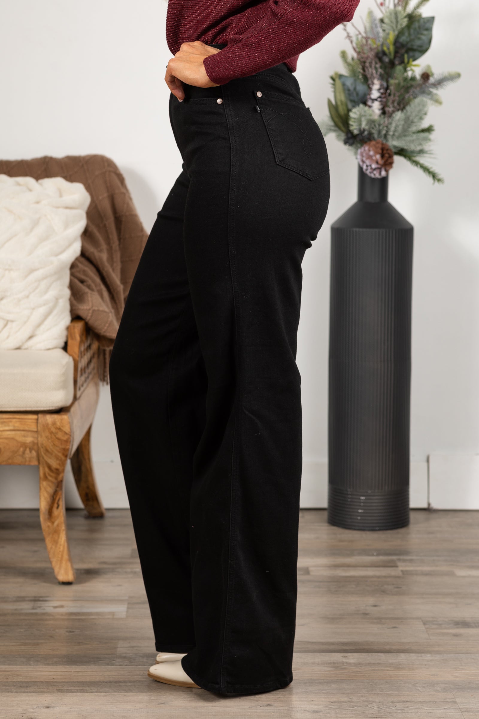 Judy Blue Black Retro Wide Leg Cuffed Jean · Filly Flair