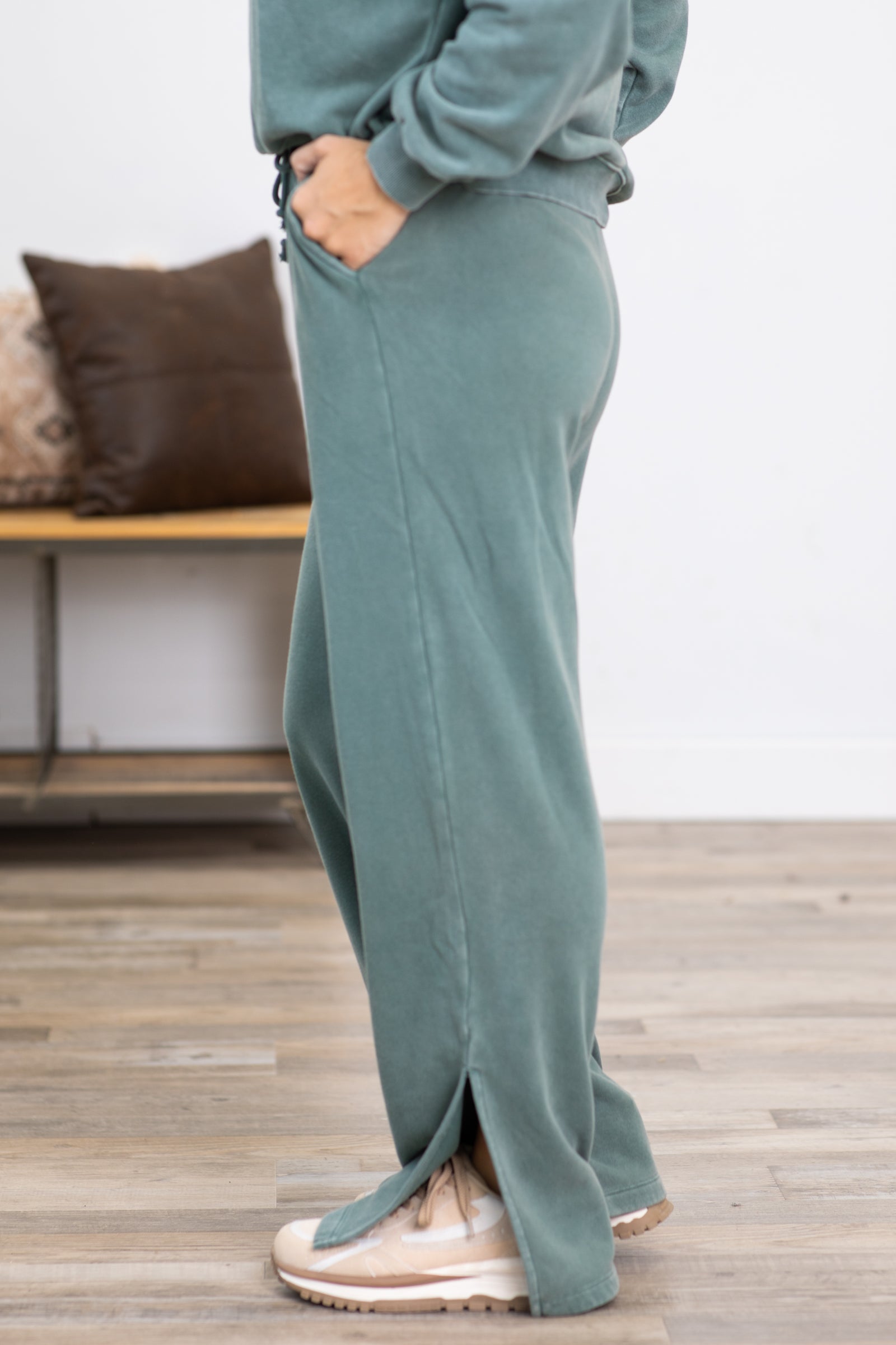 Teal Green Washed Sweatpants