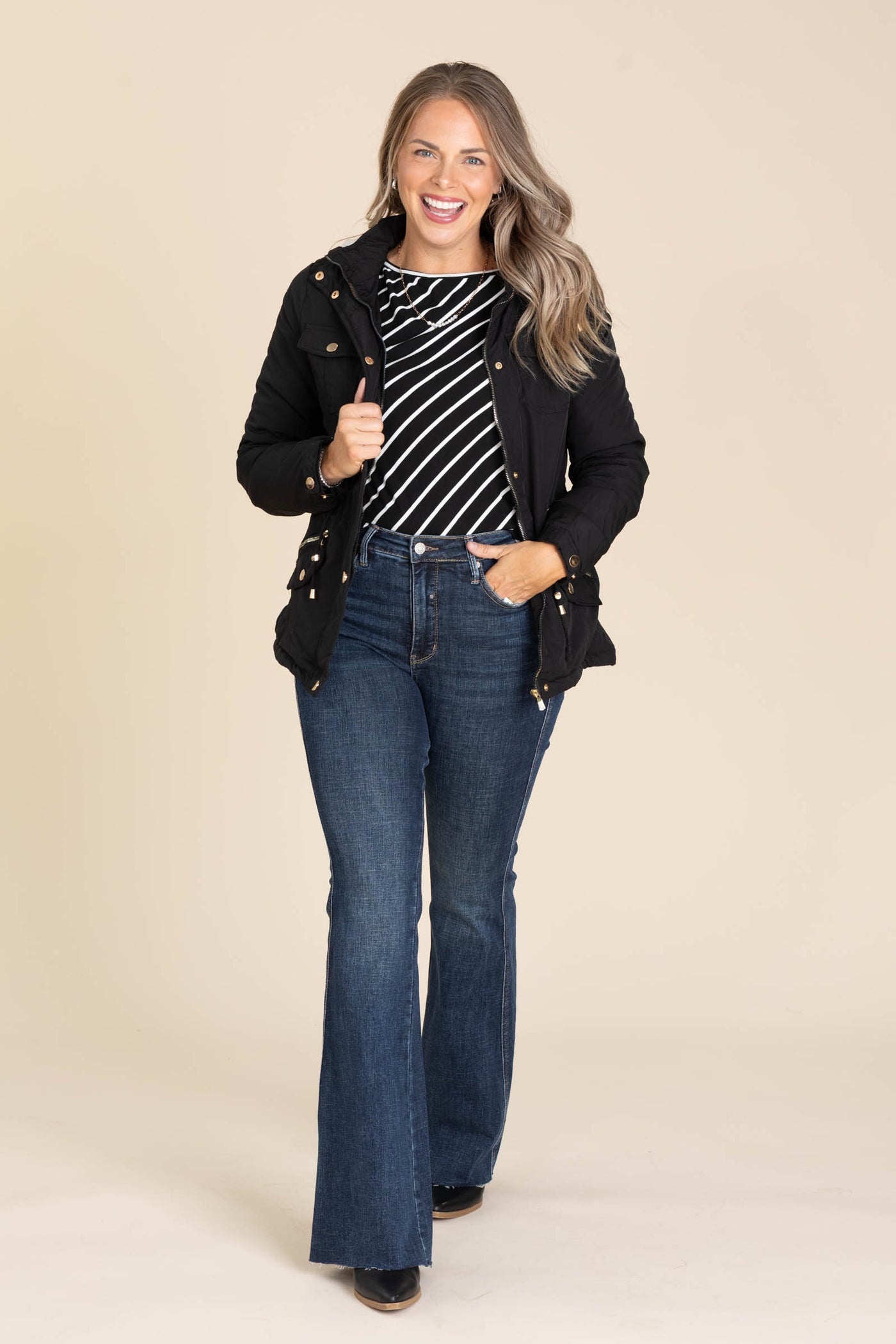 Black Sherpa Lined Hooded Coat