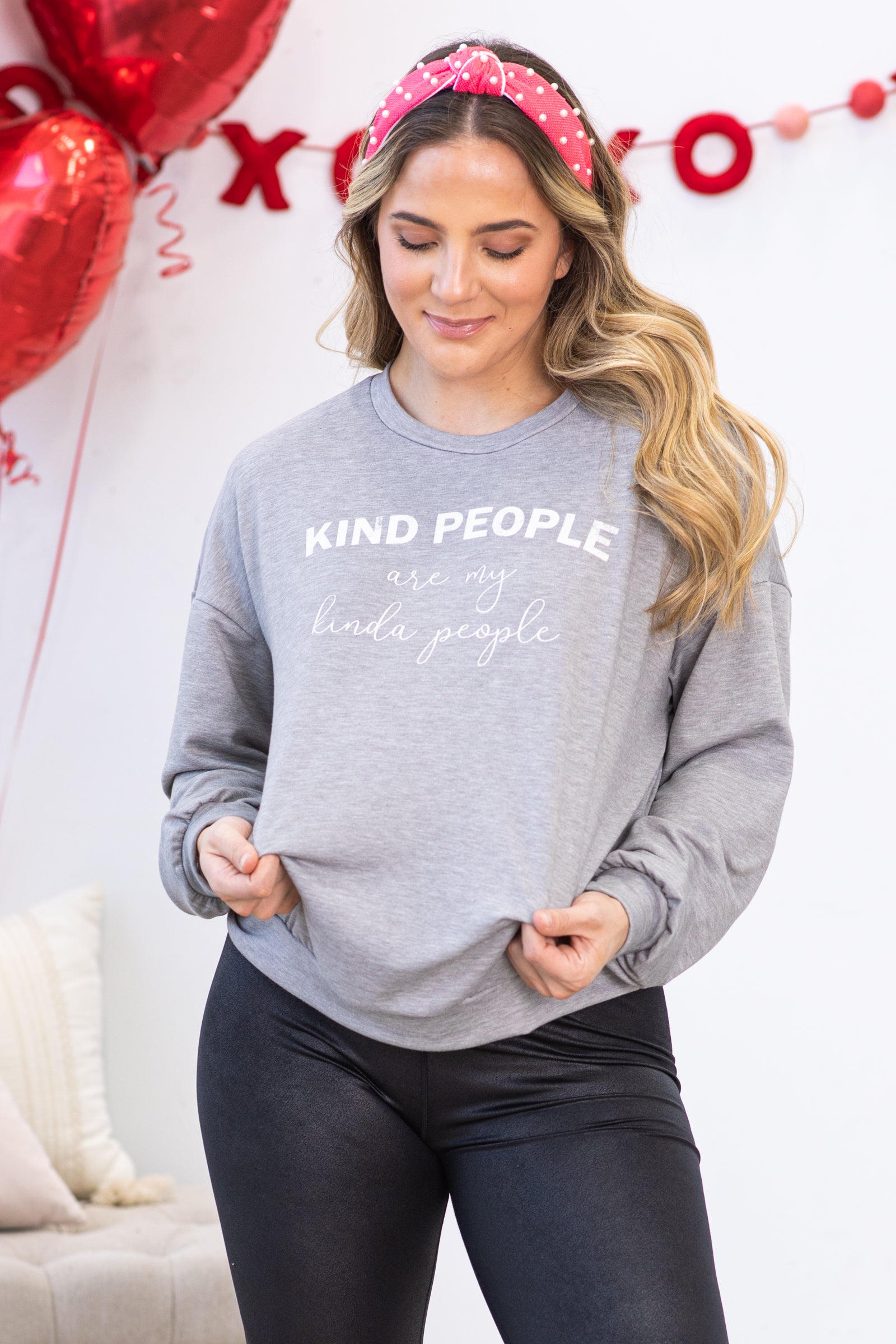 Heather Grey Long Sleeve Graphic Knit Top