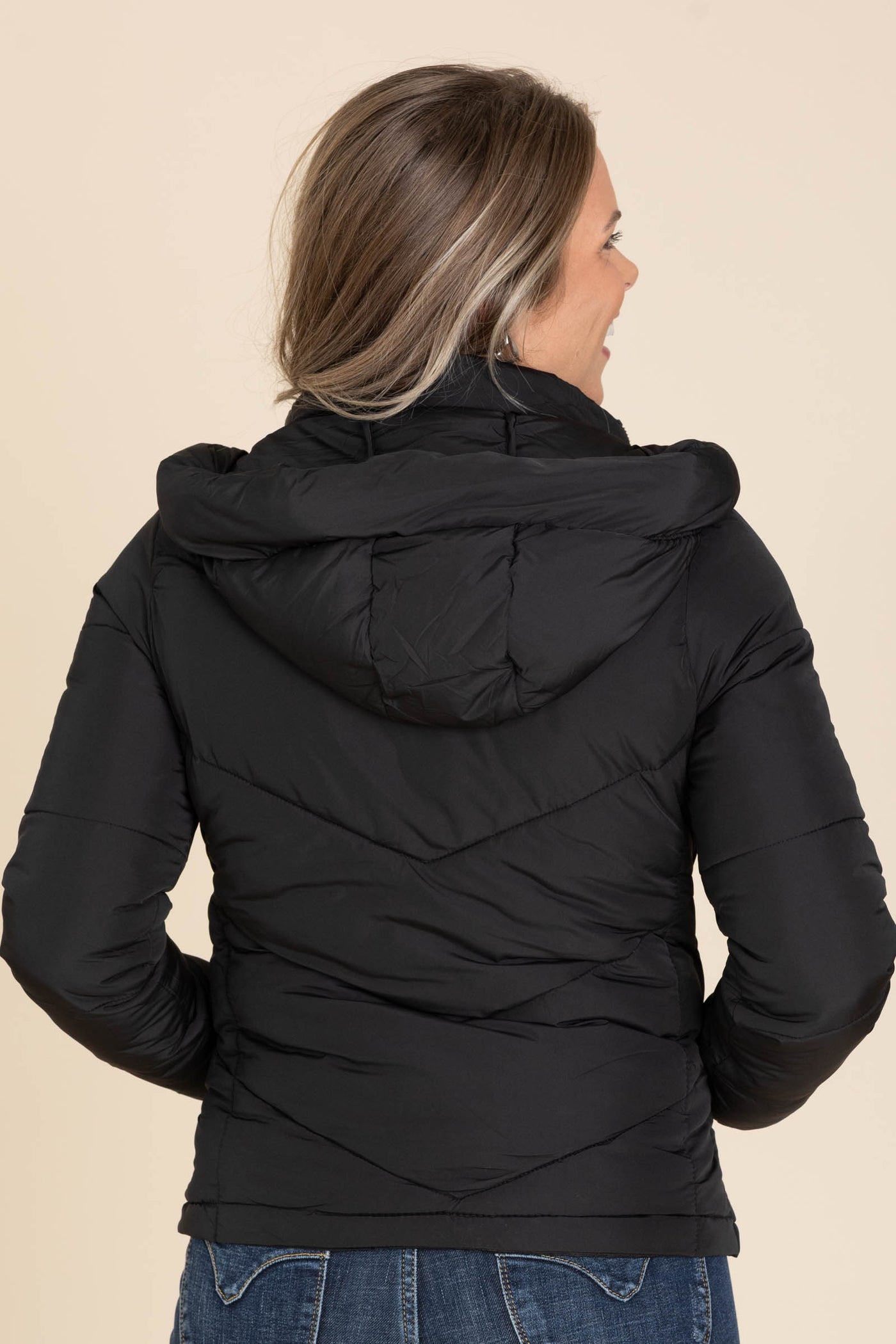 Chevron Puffer Hooded Coats