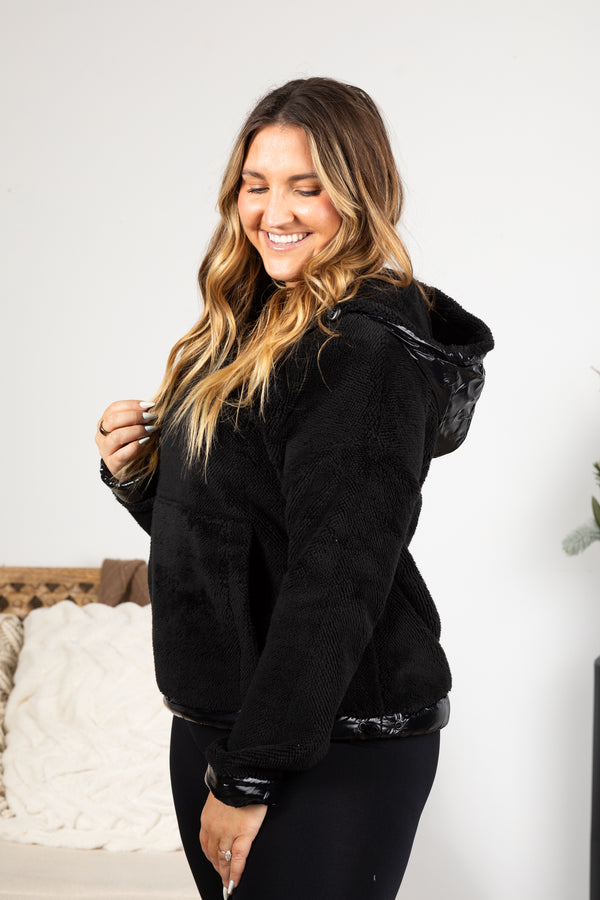 Womens Pullover Sweater With Soft Faux Fur Quilted Half Zip Relaxed Fit Cozy Warmth