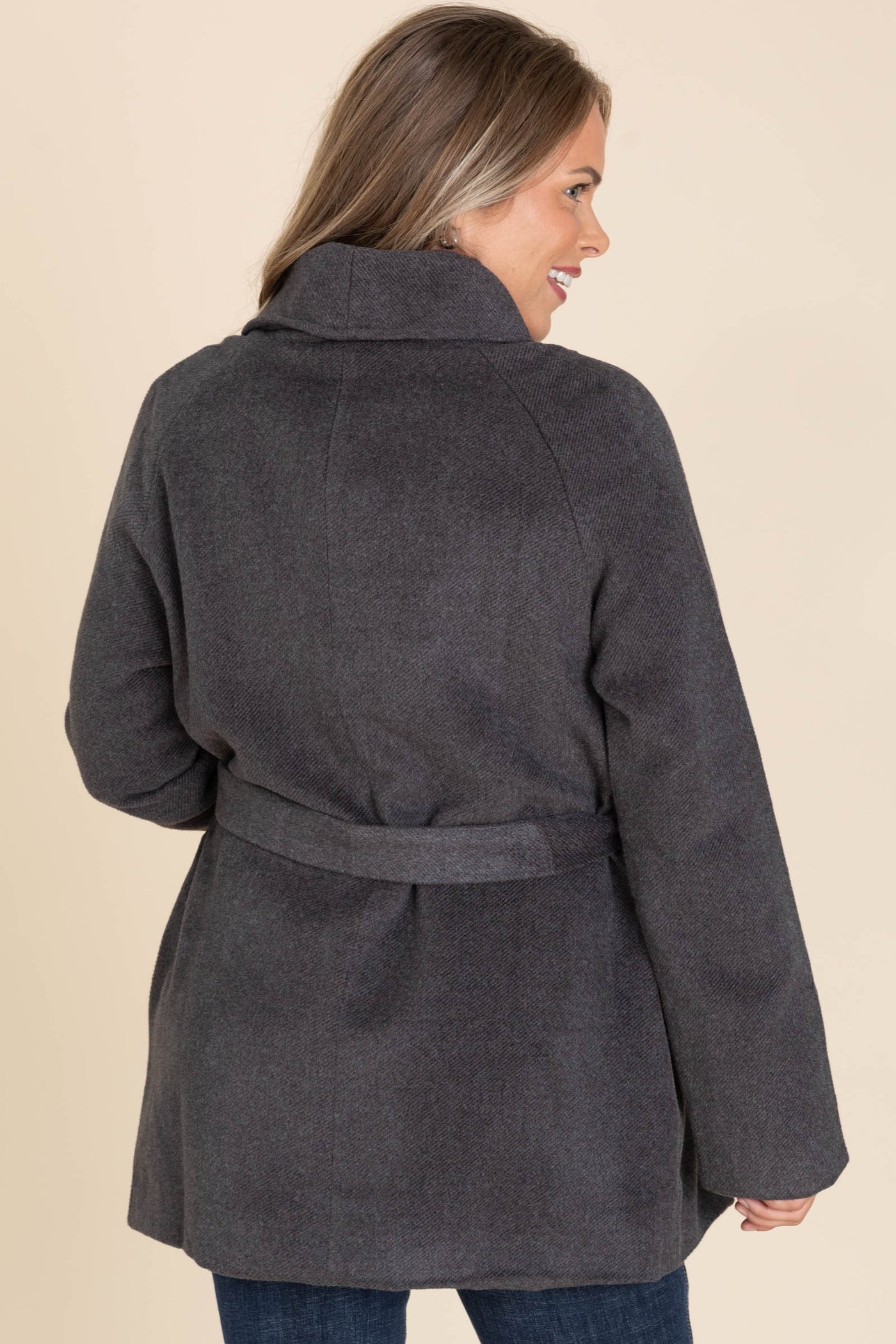 Charcoal Heathered Cozy Wrap Jacket