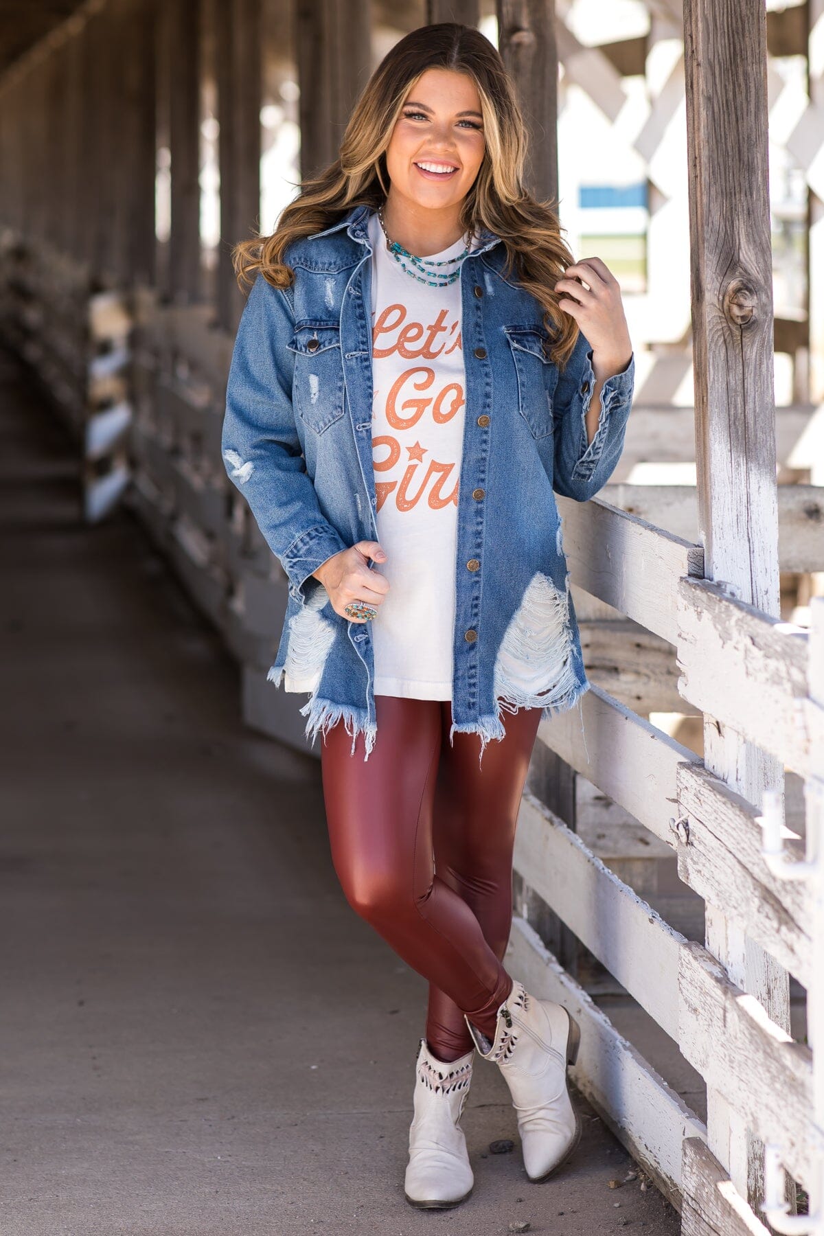 Maroon Faux Leather High Rise Leggings - Filly Flair