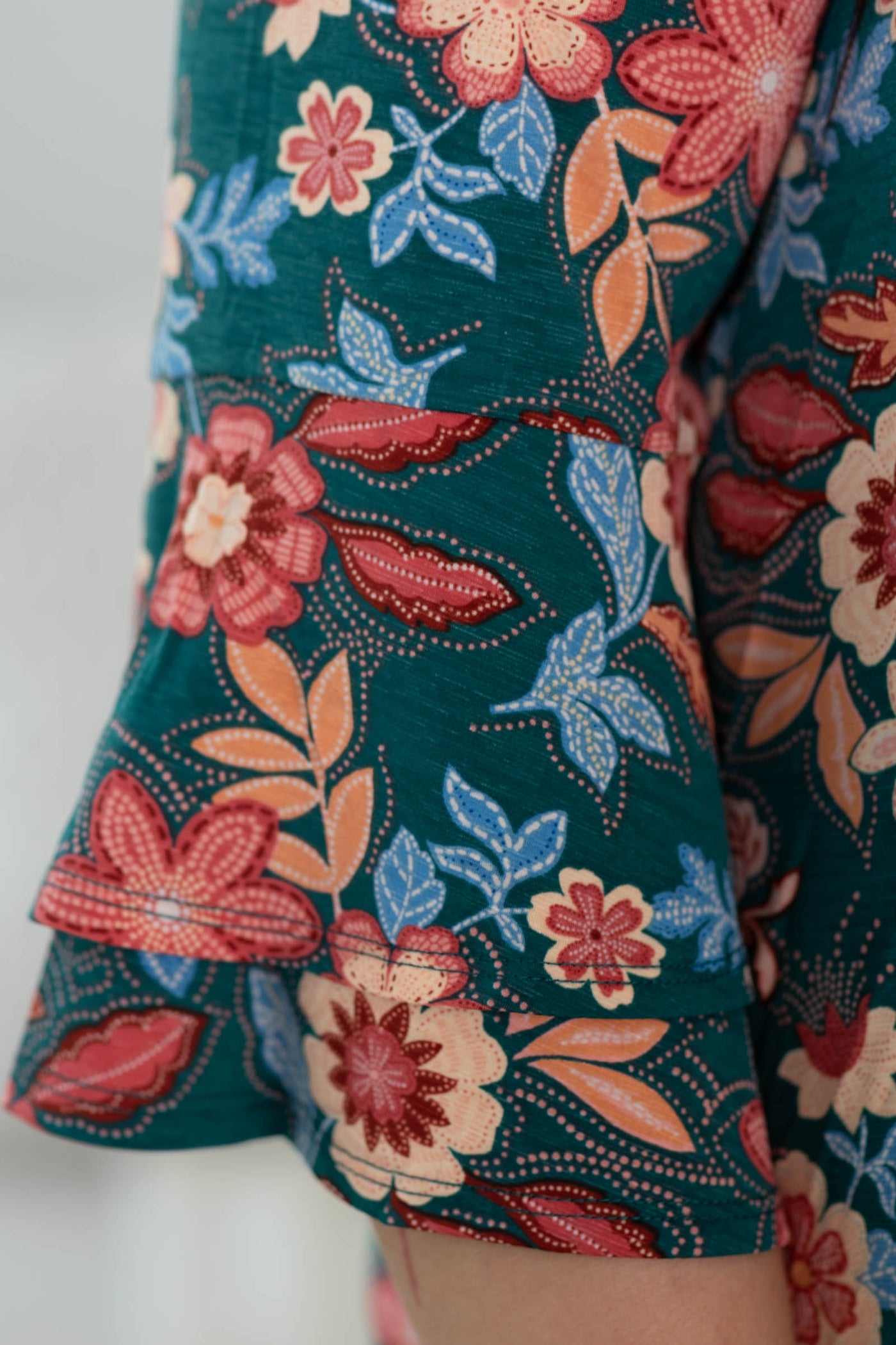 Emerald Green Floral Lizzy Wrinkle Free Top