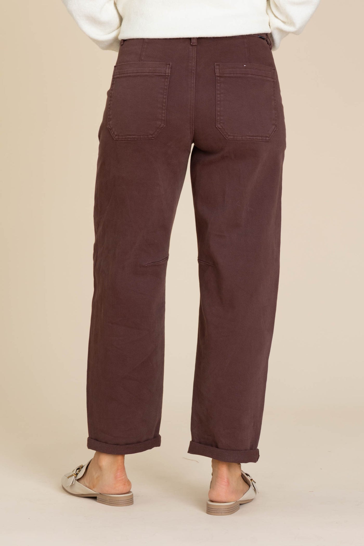 Risen Chocolate Ankle Cuffed Barrel Pants