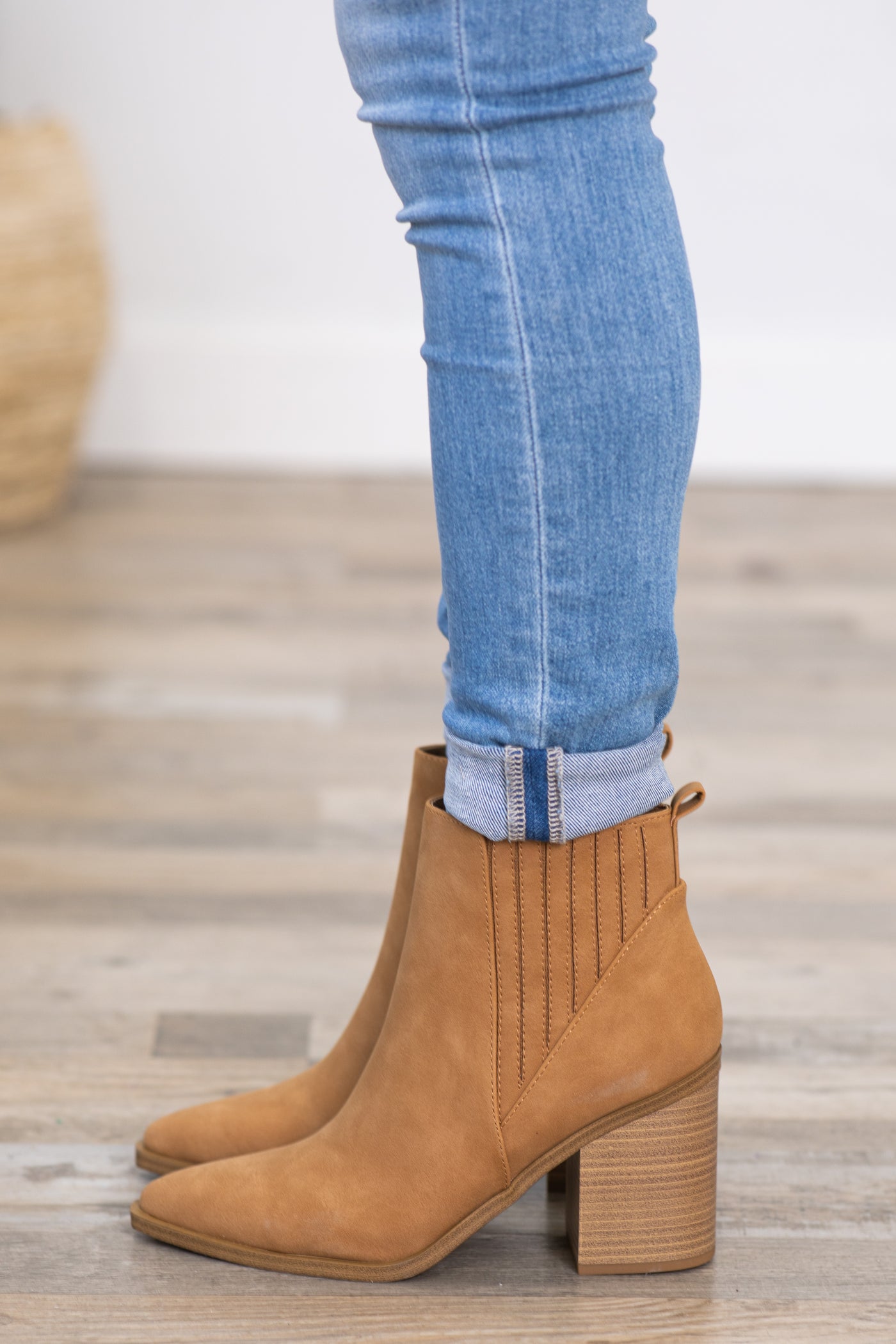 Tan Block Heel Booties · Filly Flair