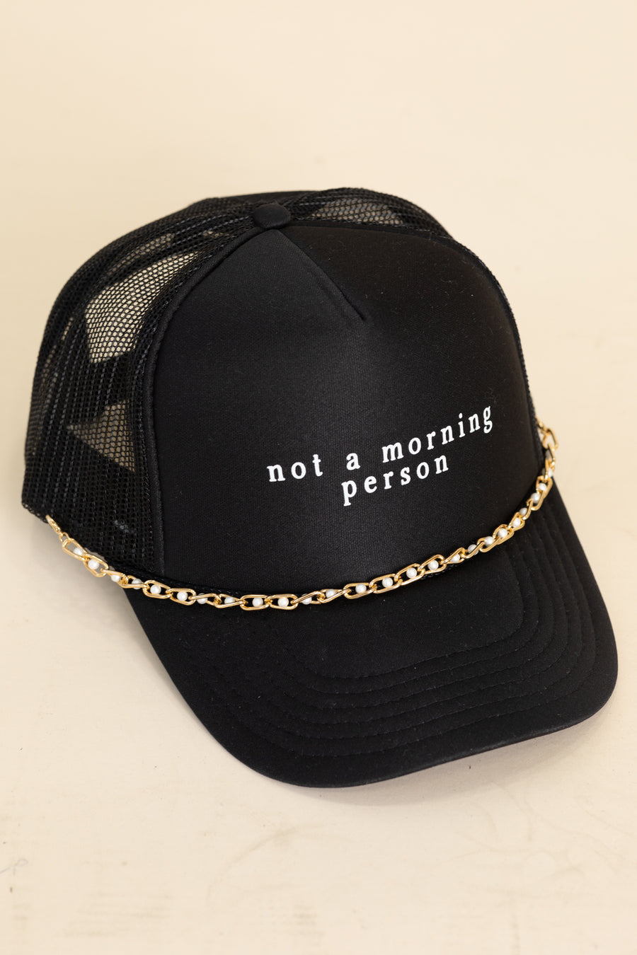 Black Not A Morning Person Hat With Chain