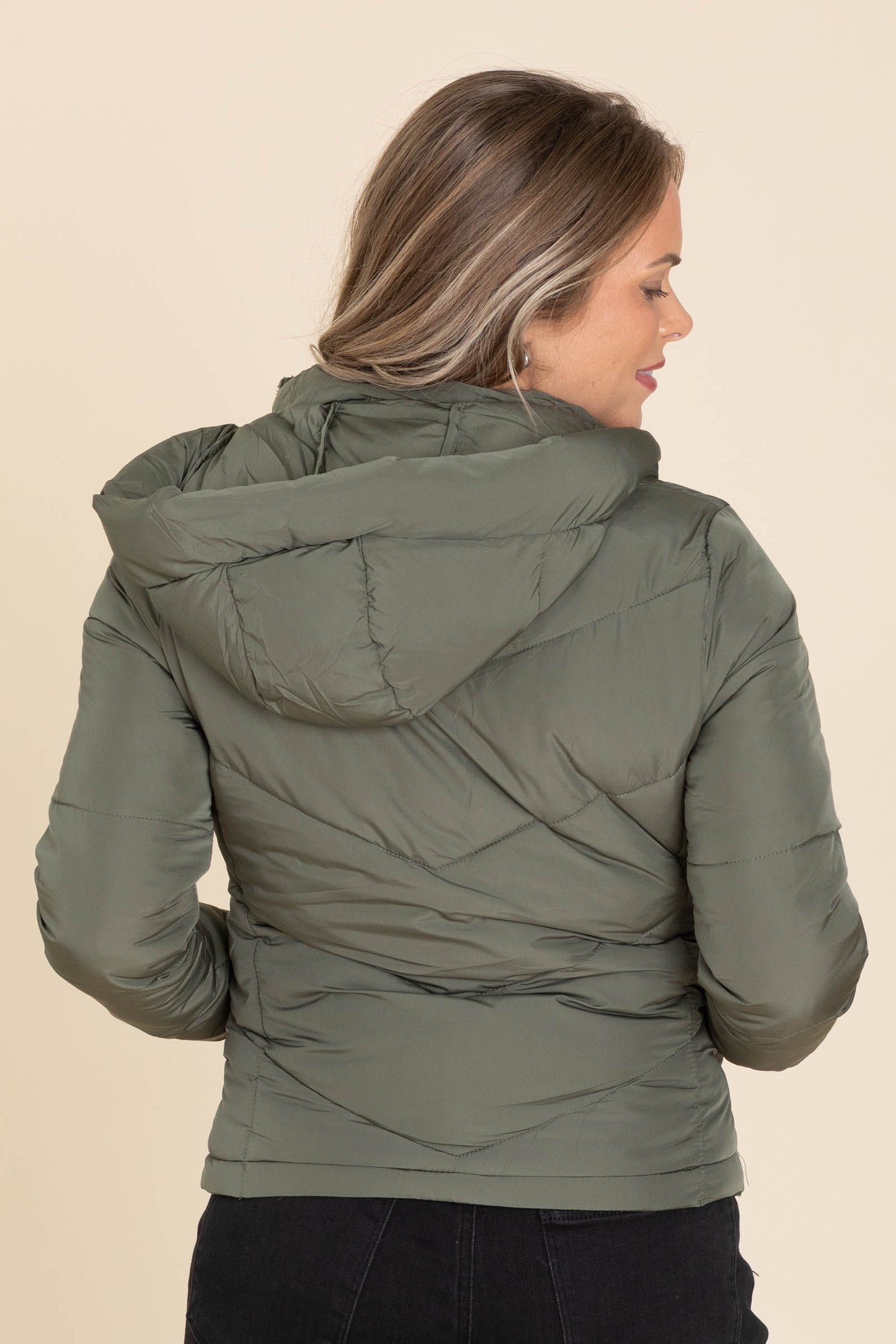 Chevron Puffer Hooded Coats