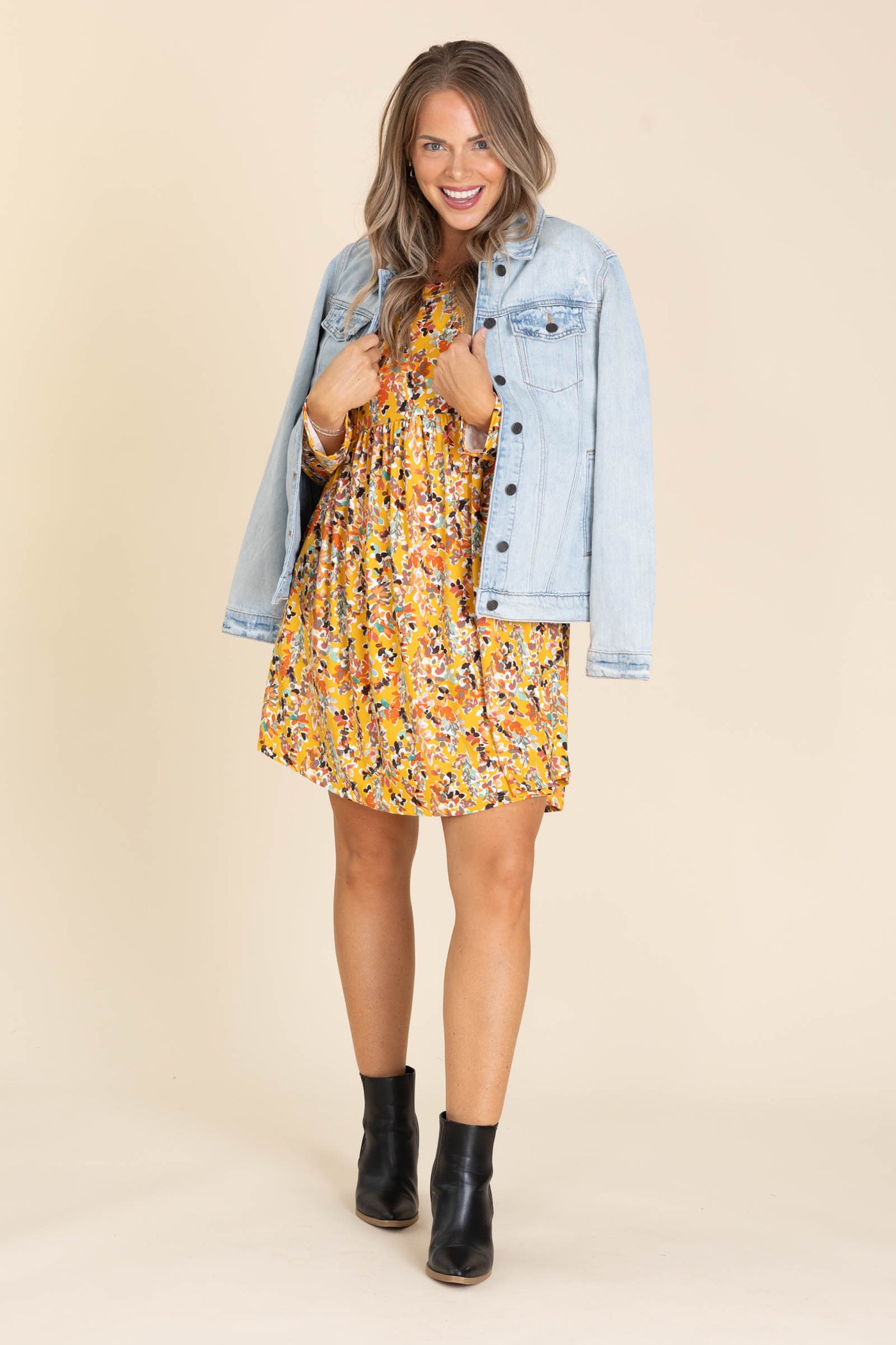 Mustard Fit And Flare Knit Dress