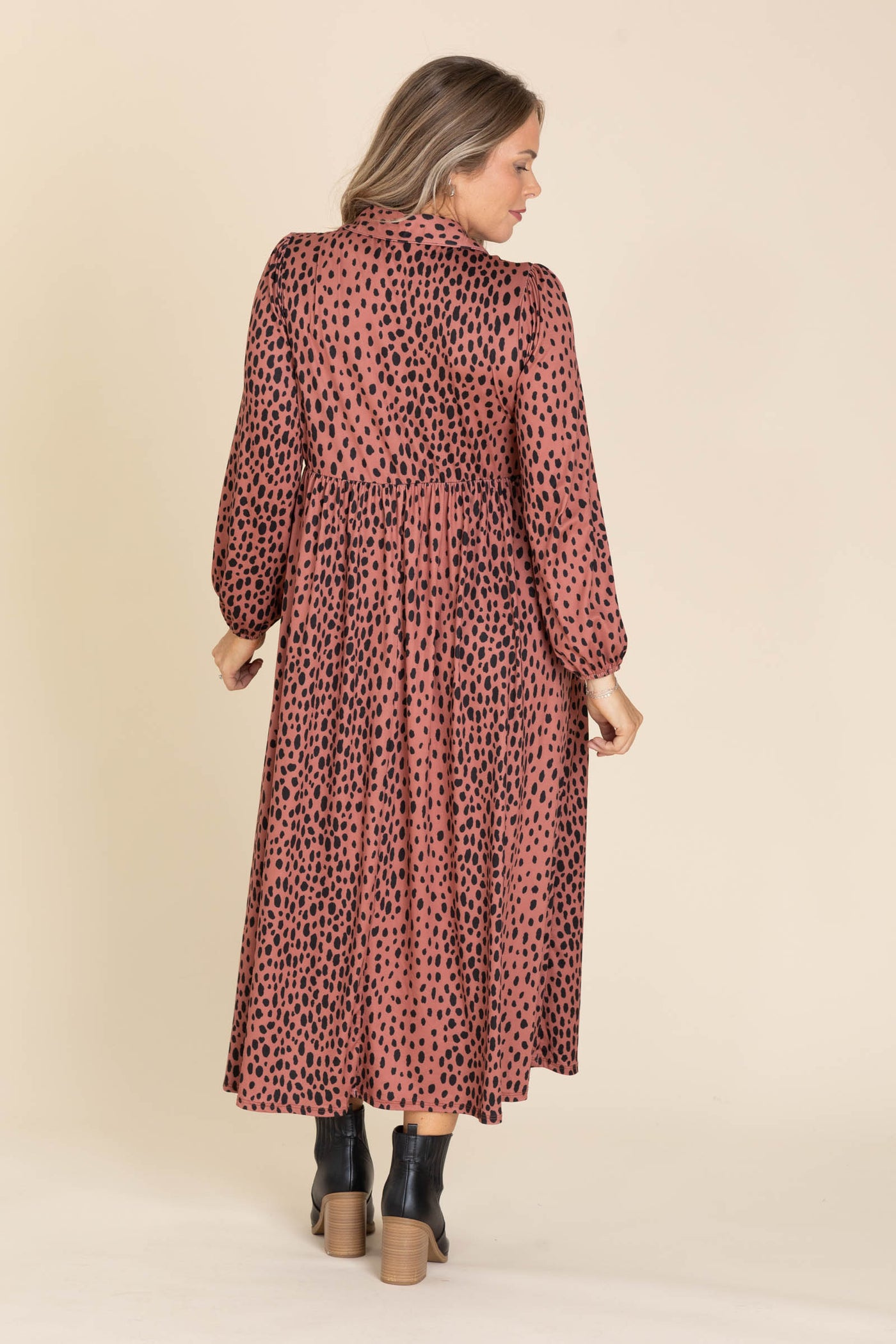 Terracotta Maxi Dress With Spots