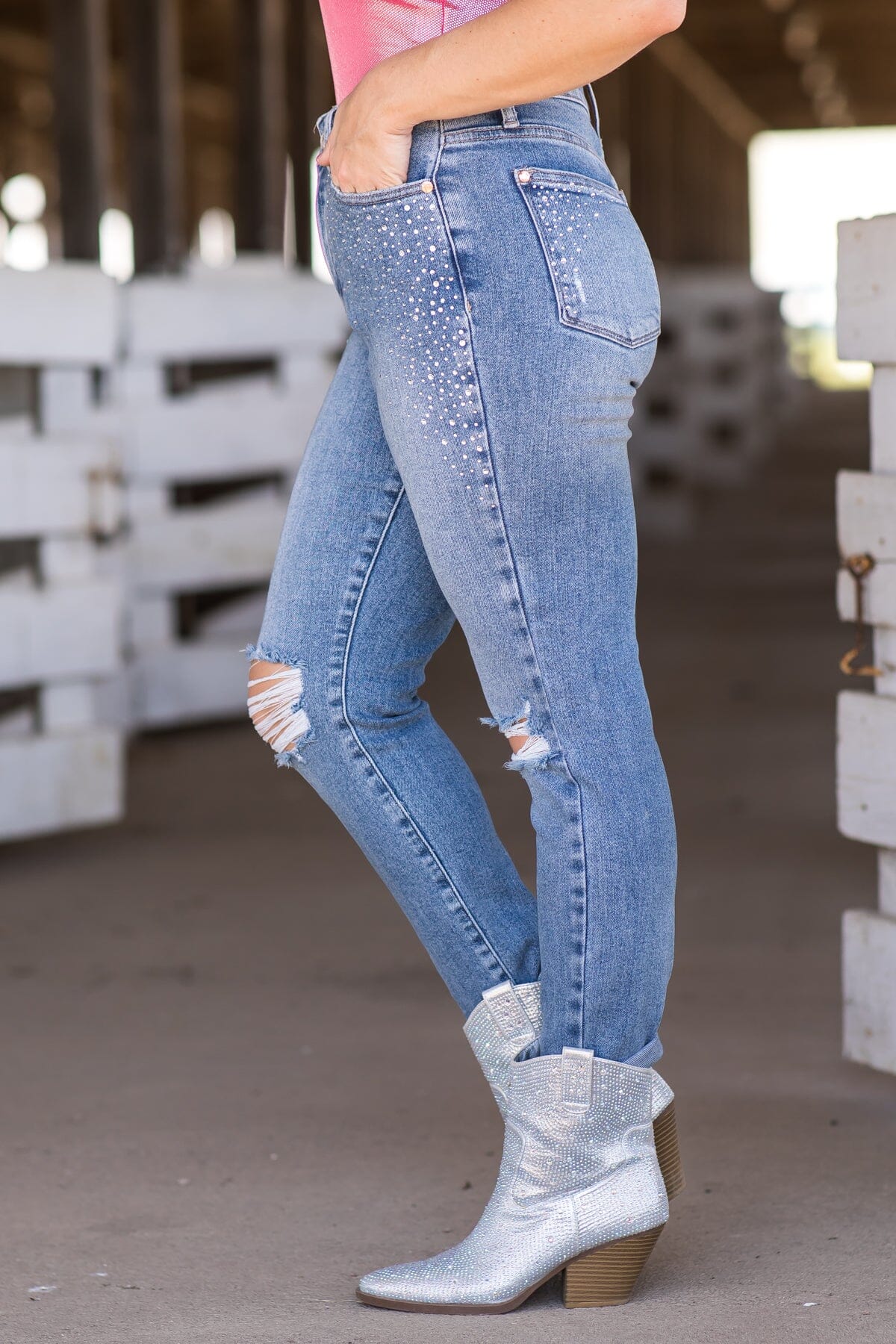 Judy Blue Jeans Women's Rhinestone Embellished Jeans | Size 13