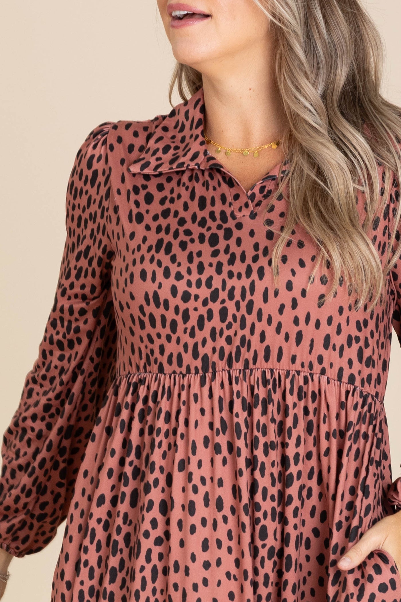 Terracotta Maxi Dress With Spots