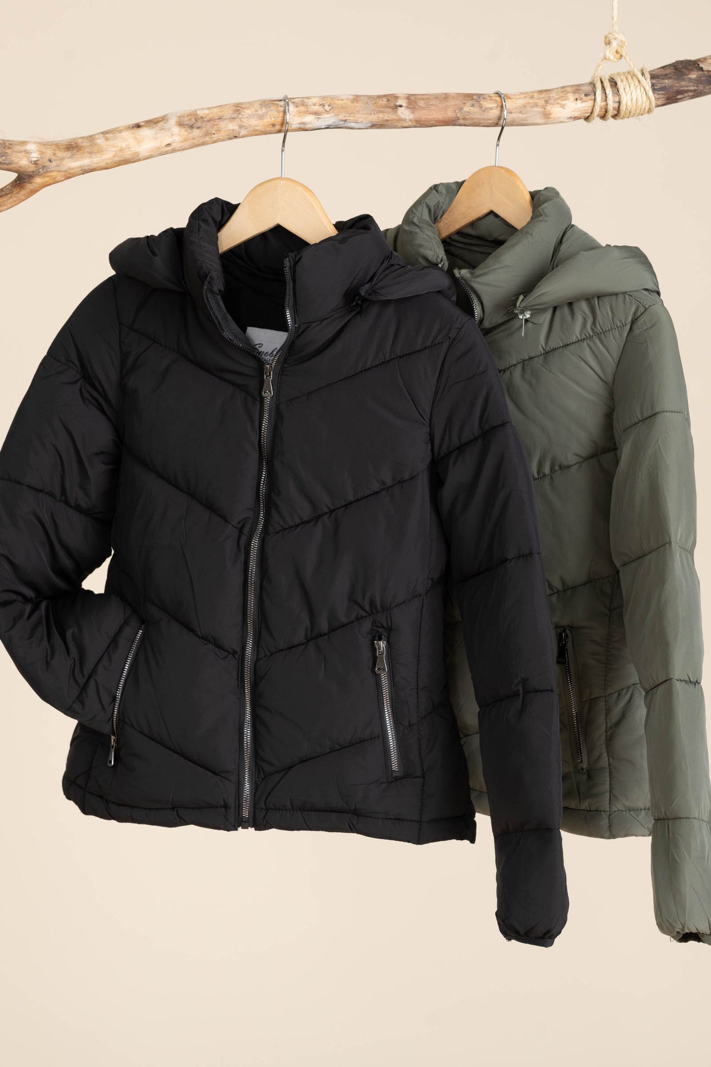 Chevron Puffer Hooded Coats