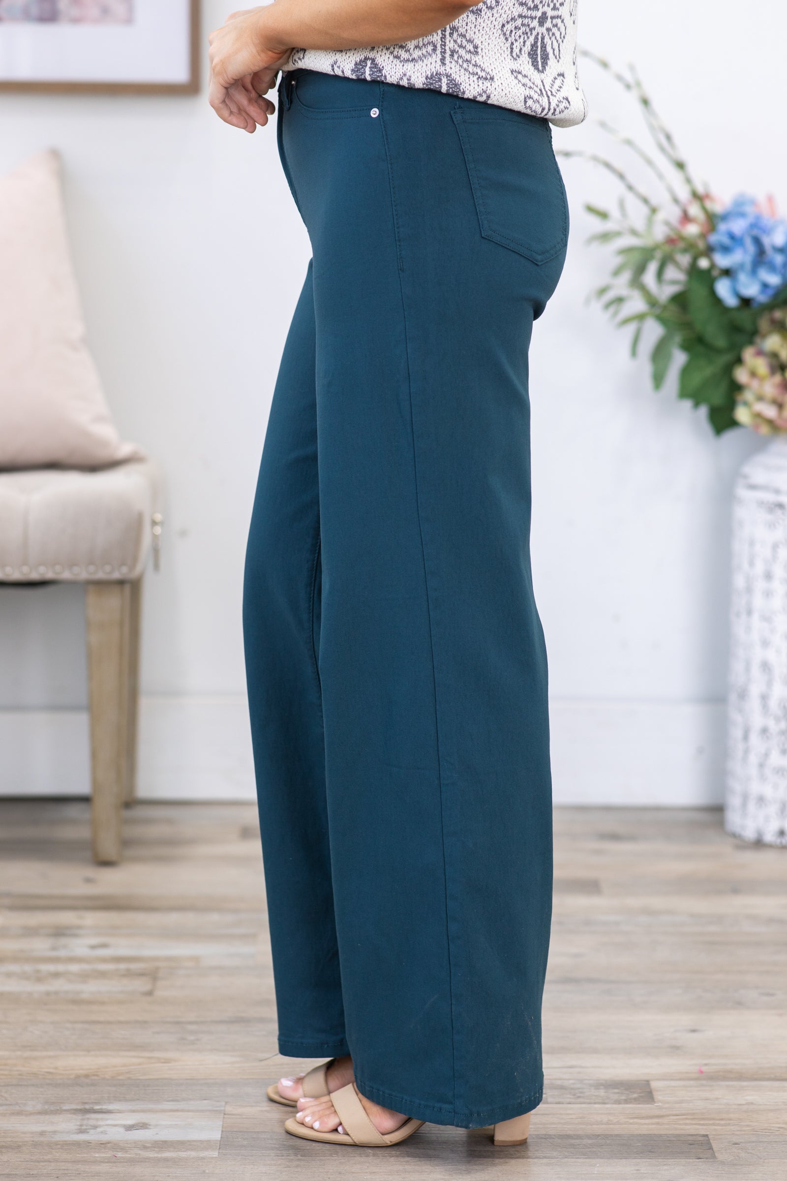YMI Teal Hyperstretch Wide Leg Pants