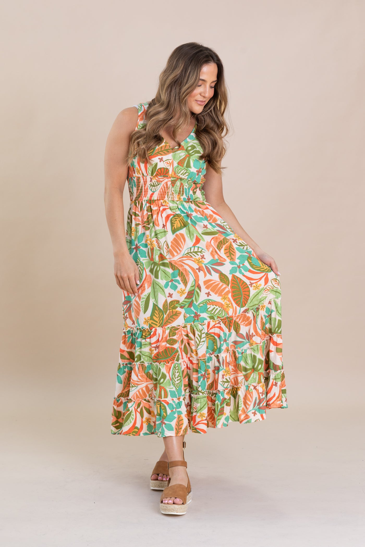 Sage Printed Peach Blossom Maxi Dress Filly Flair Sage Printed Peach Blossom Maxi Dress Filly Flair