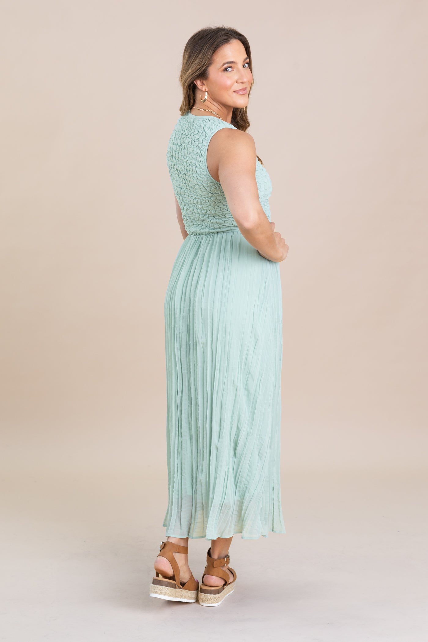 Sage Textured Smocked Tank Babydoll Maxi Dress Filly Flair Sage Textured Smocked Tank Babydoll Maxi Dress Filly Flair