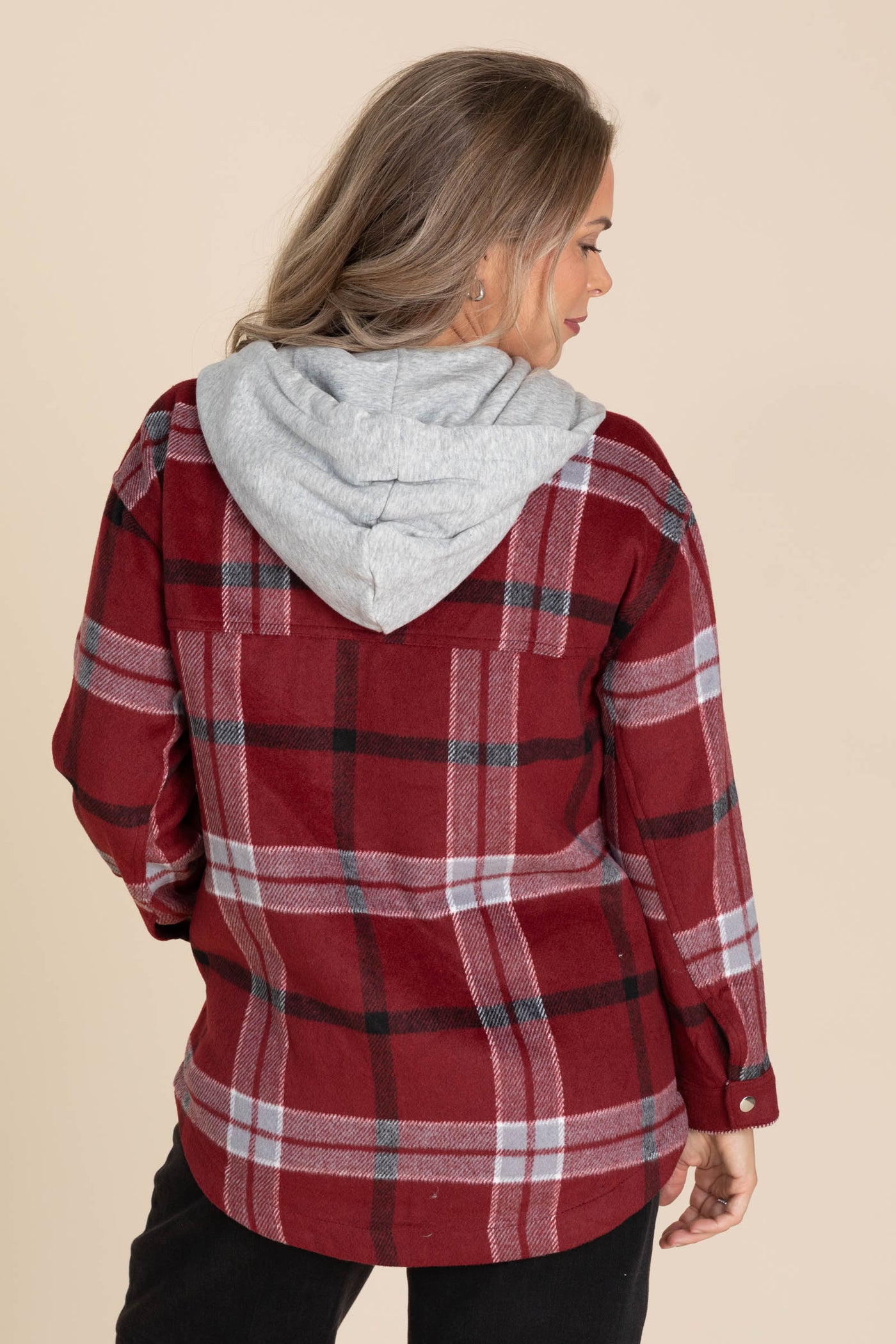 Plaid Hooded Jackets With Drawstrings