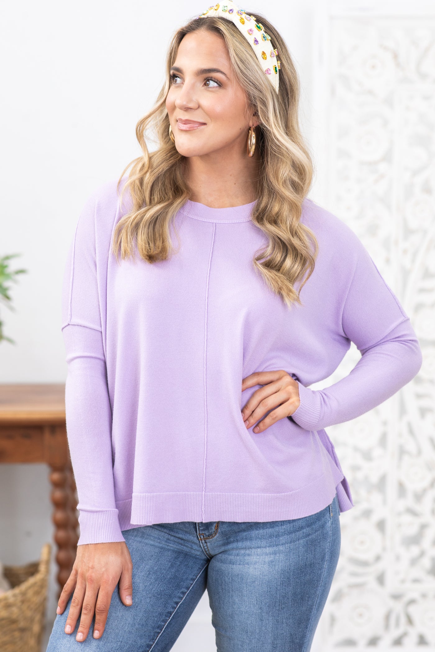 Lavender Cashmere Blend Sweater