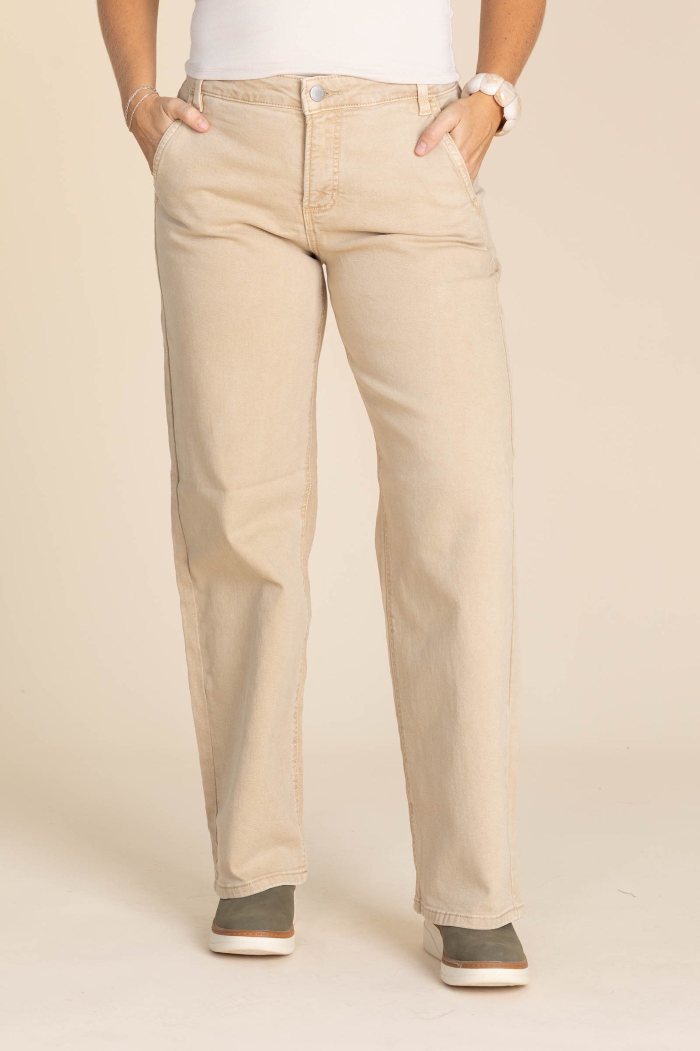 Risen Taupe Mid Rise Ankle Baggy Pants