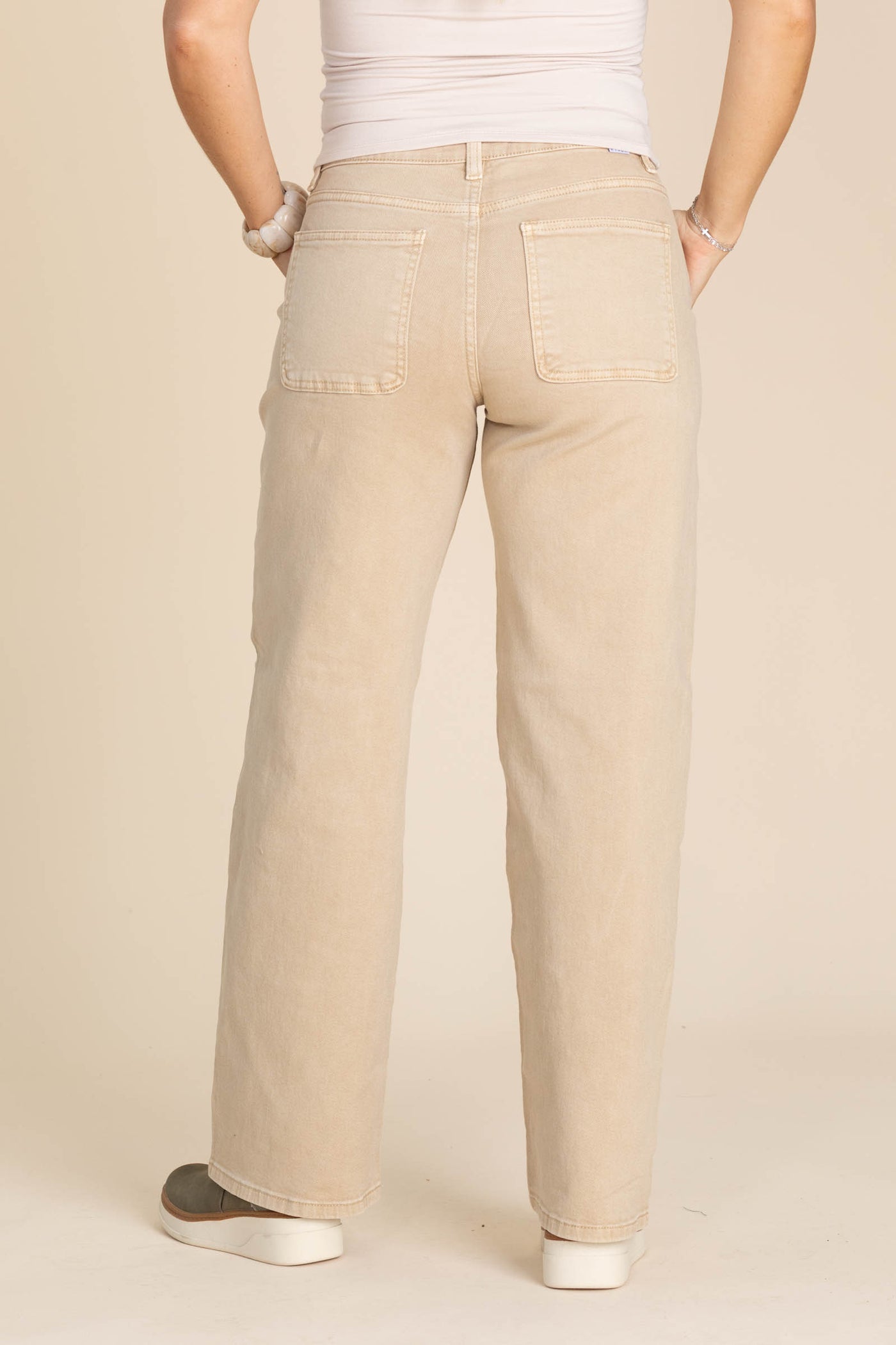 Risen Taupe Mid Rise Ankle Baggy Pants