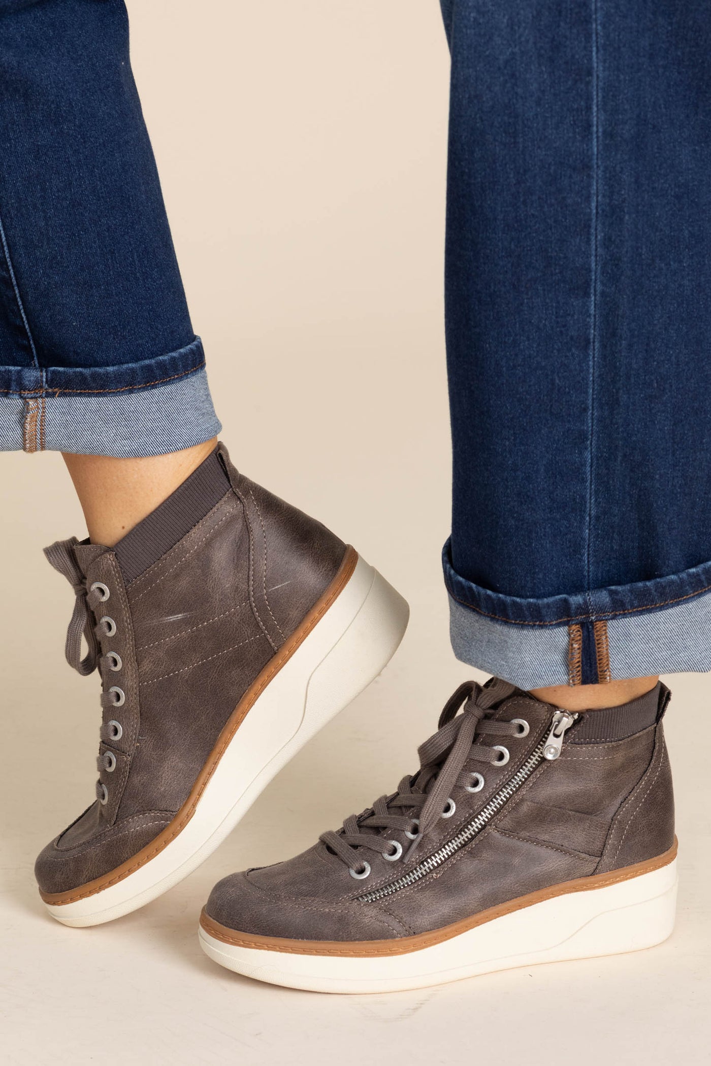 Blowfish Mocha Zipper Detail Wedge Sneaker