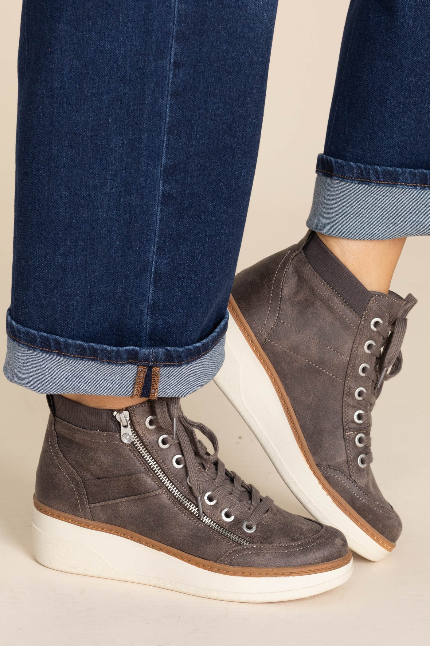 Blowfish Mocha Zipper Detail Wedge Sneaker