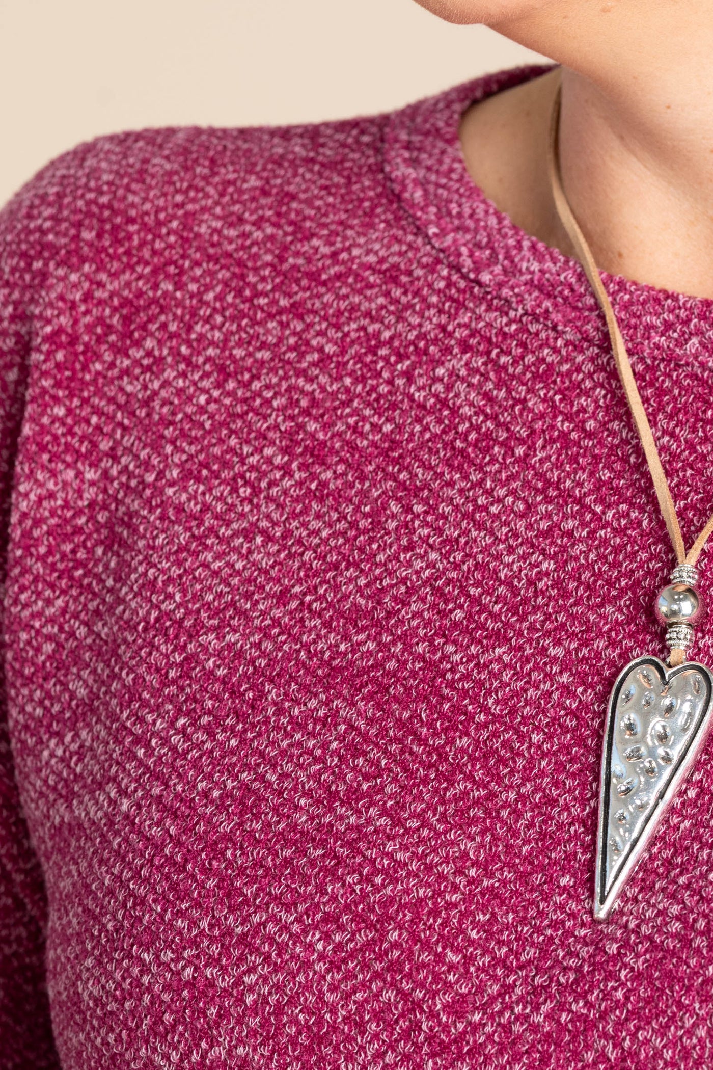 Raspberry Novelty Knit Pullover Top