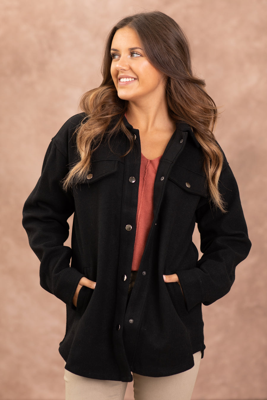 Black Felt Shacket · Filly Flair