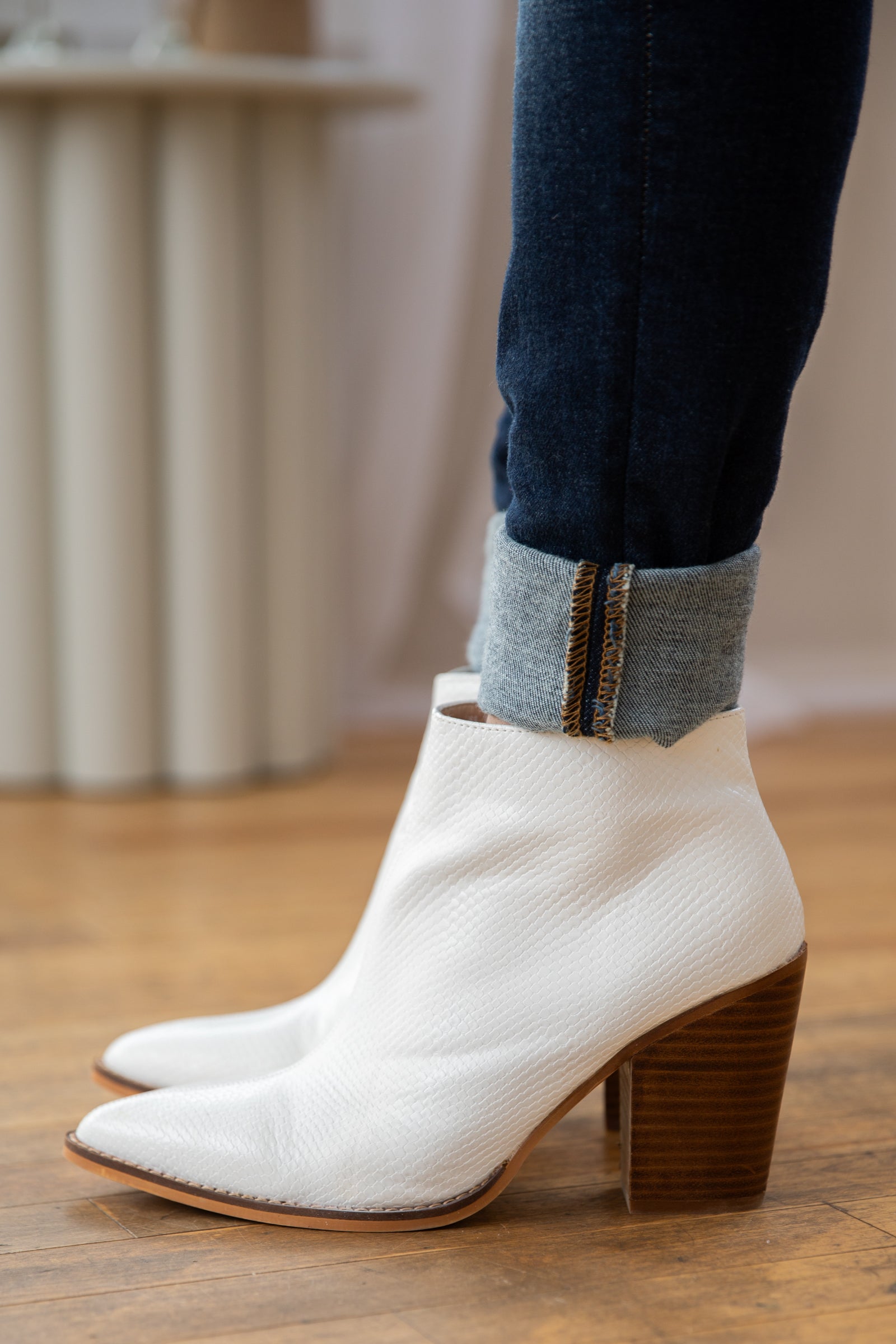 White Point Toe Textured Booties