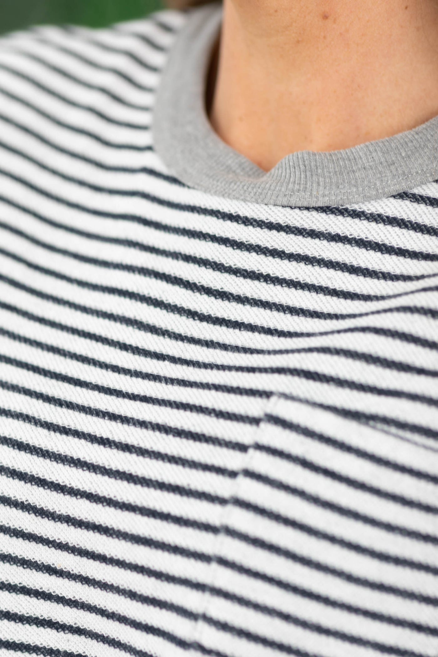 Heather Grey Striped Dress With Drawstring Waist- 100% Cotton