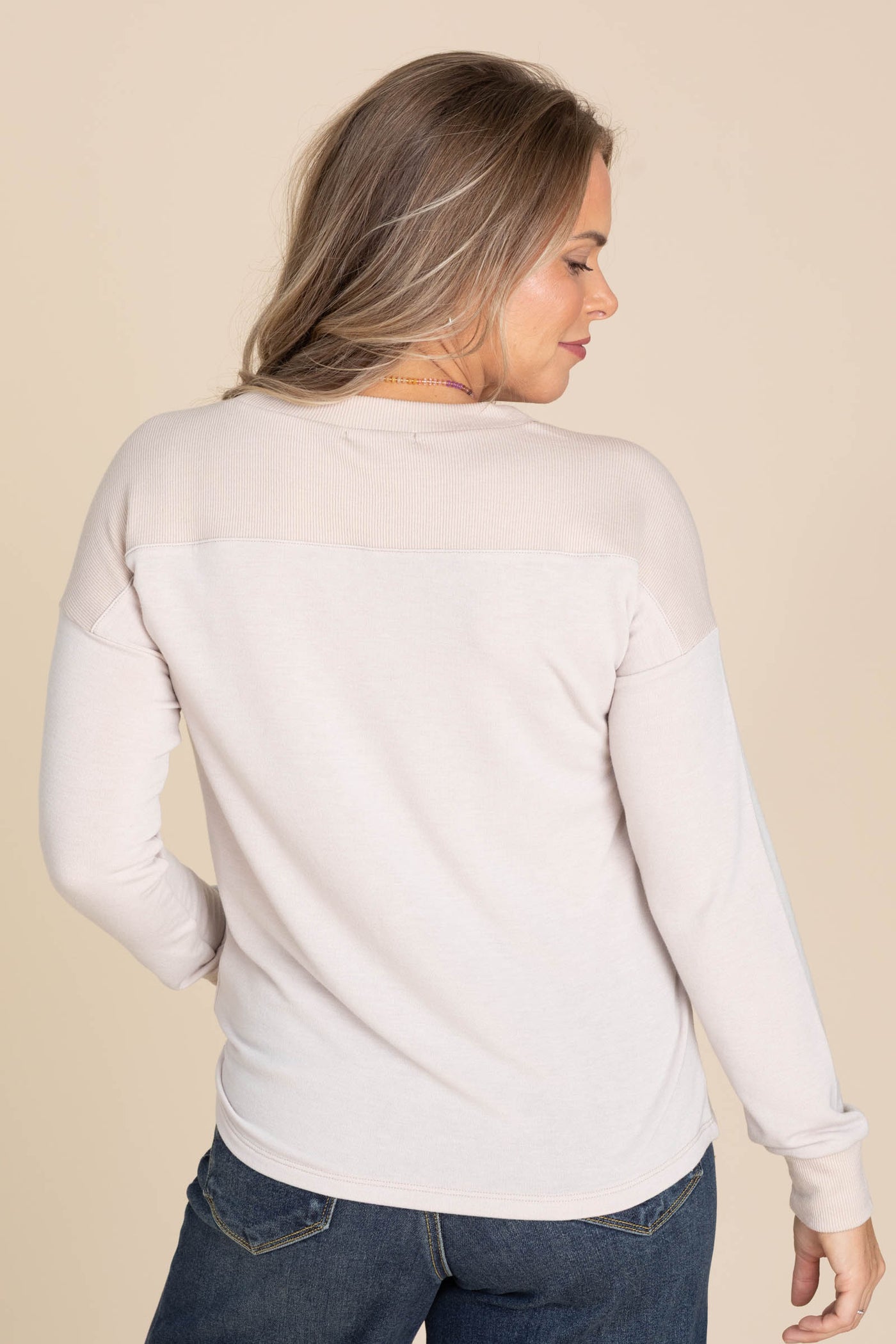 V-Neck French Terry Knit Tops