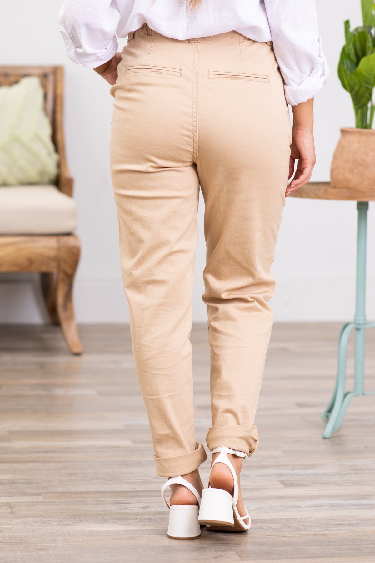 KanCan Tan High Rise Mom Fit Pants - Filly Flair