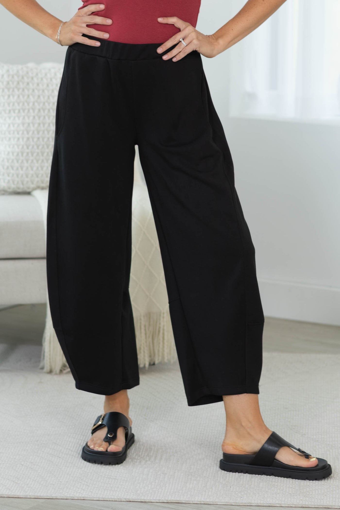 Elastic Waist Scuba Barrel Pant