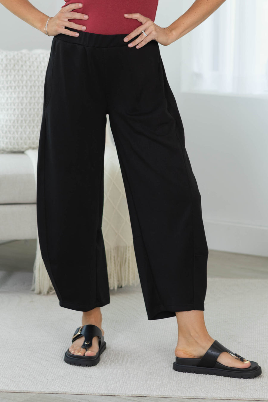 Elastic Waist Scuba Barrel Pant