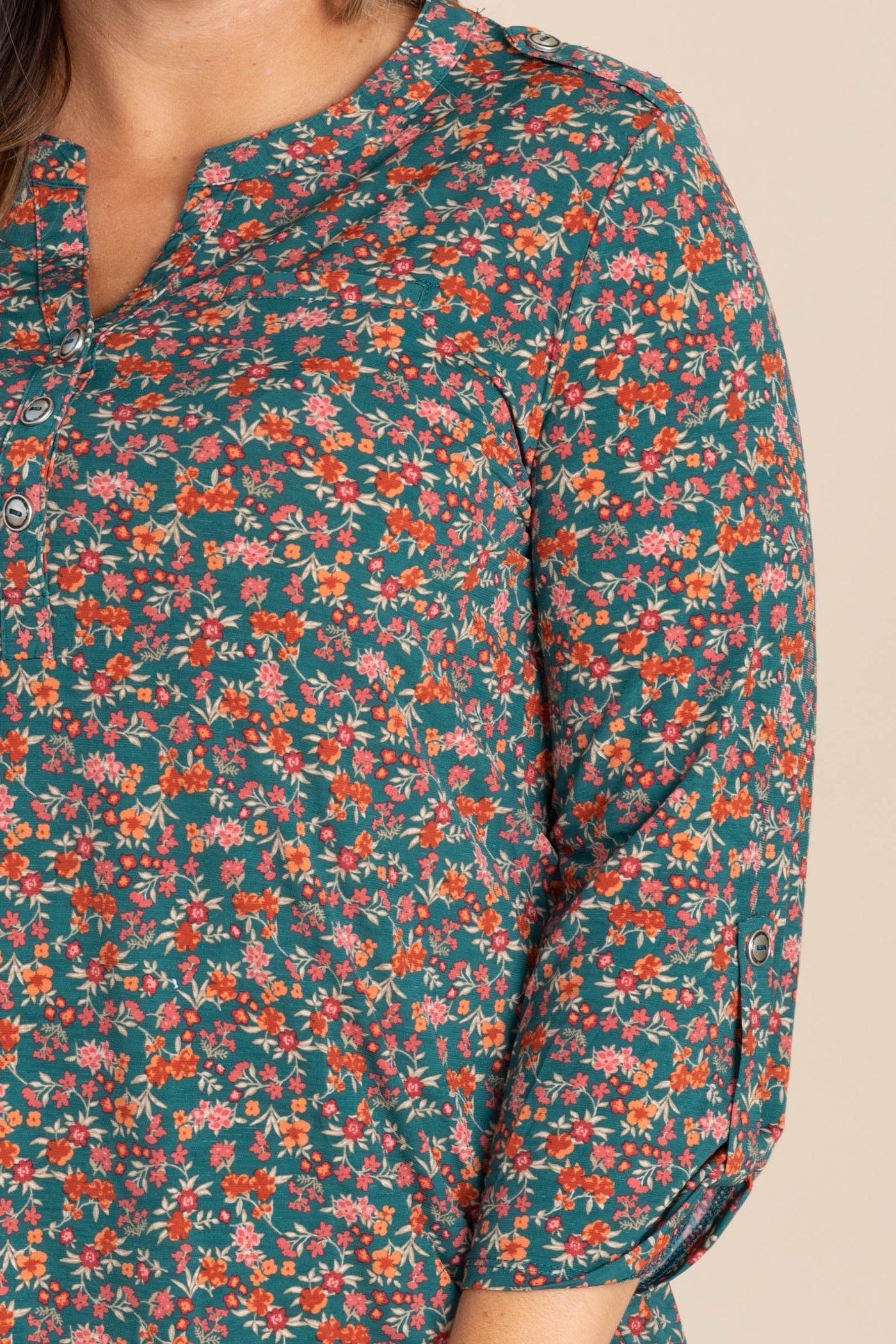 Hunter Green Printed Lizzy Wrinkle Free Top