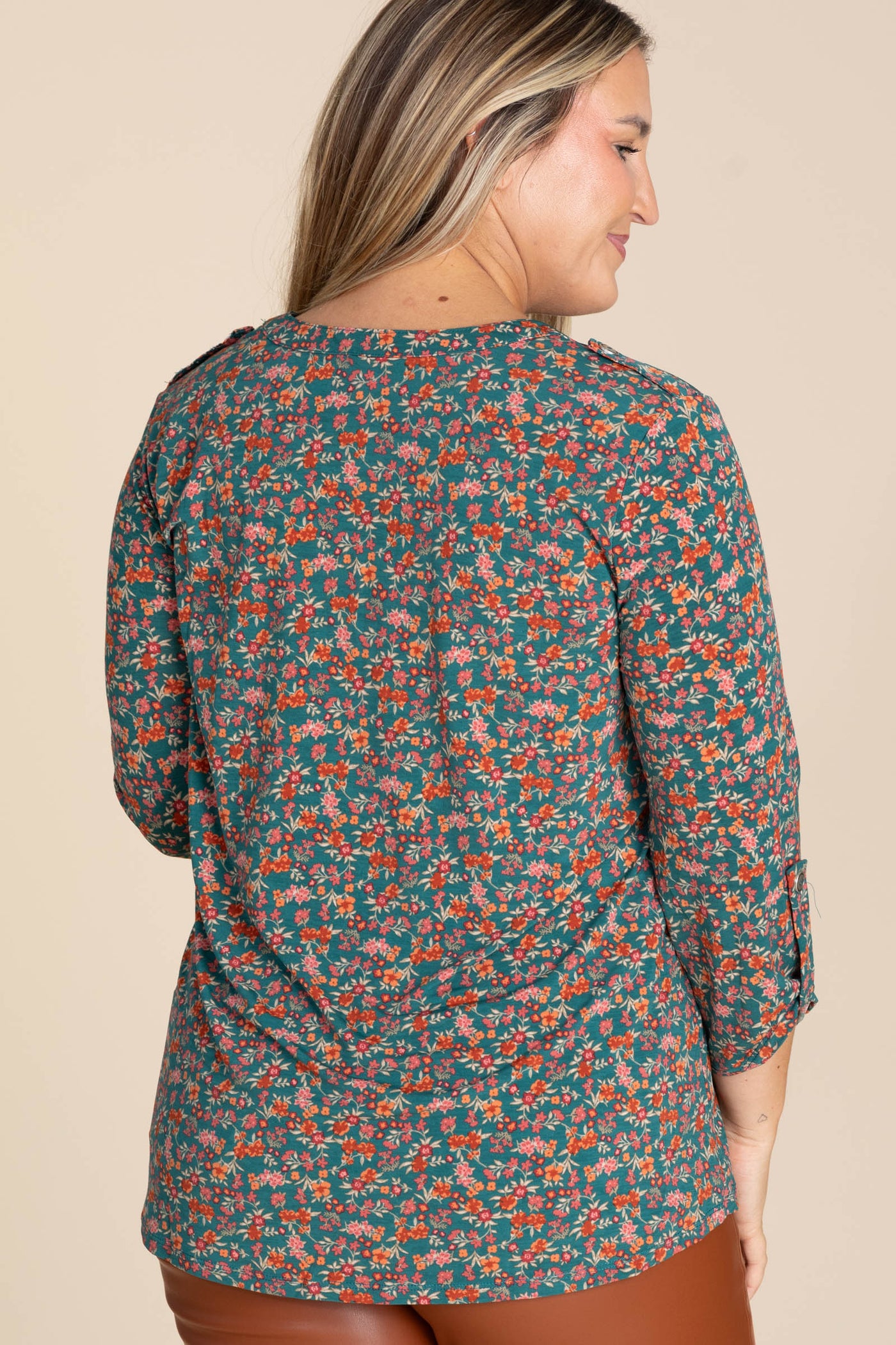 Hunter Green Printed Lizzy Wrinkle Free Top