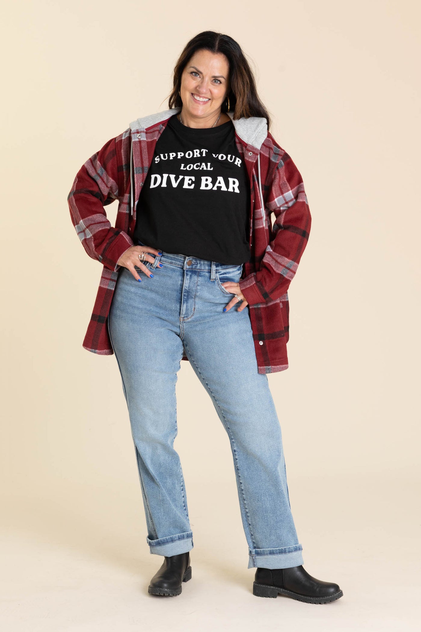 Plaid Hooded Jackets With Drawstrings