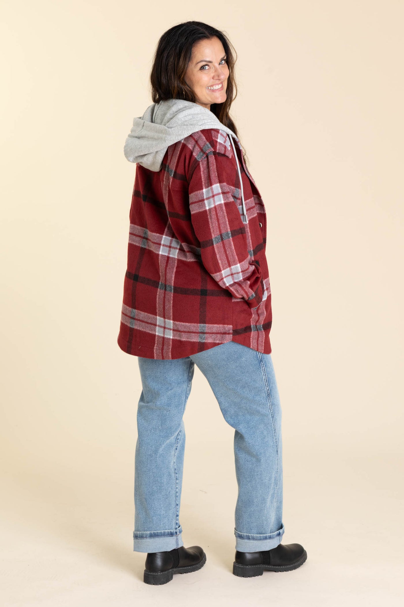 Plaid Hooded Jackets With Drawstrings